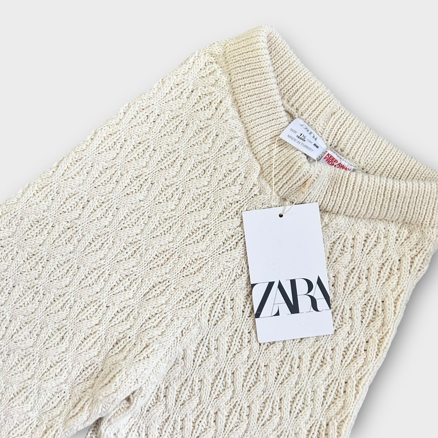 12-18 Months Zara Cream Knitted Trousers Wide Fit New with tags!