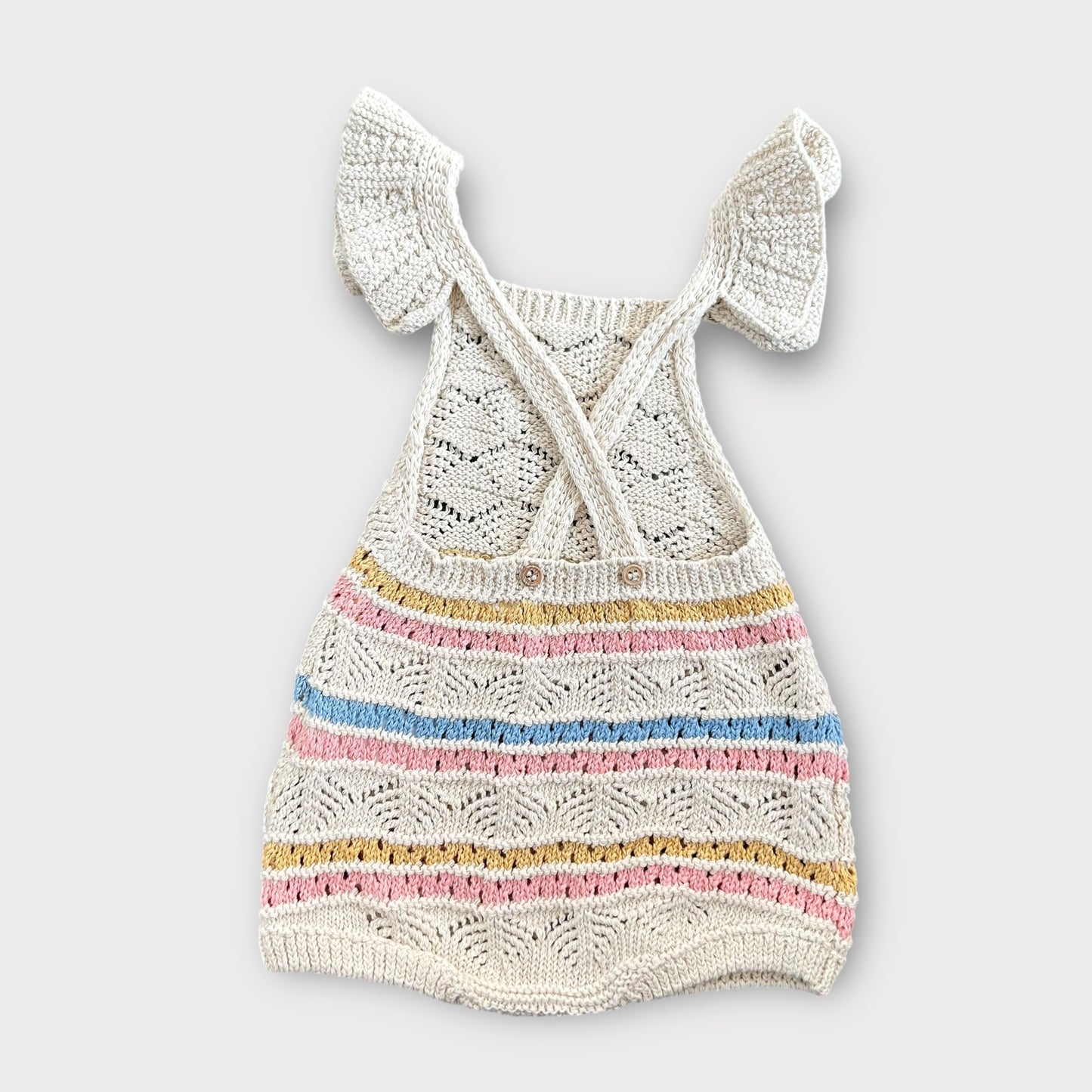 3-6 Months Zara Cream Knitted Pastel Stripes Romper Suit New