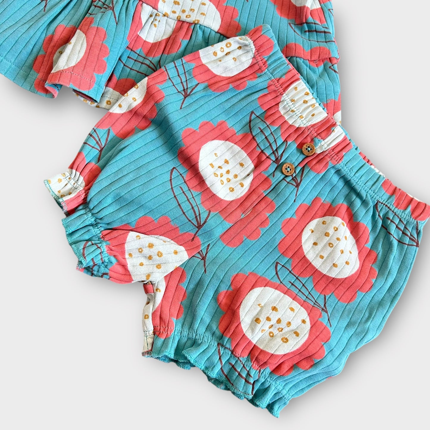 3-6 Months Next Blue and Red Floral Cotton Summer Co ord set