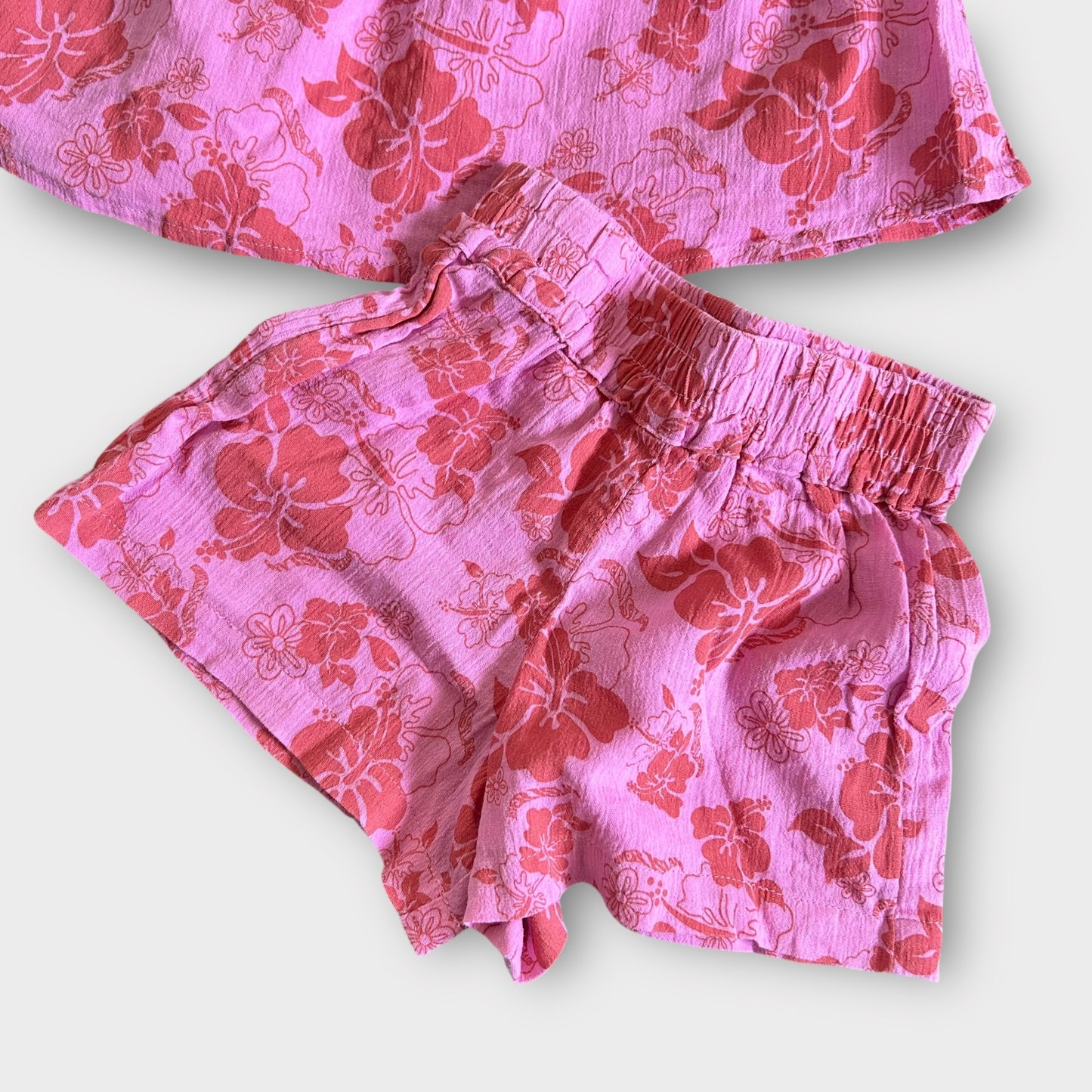 2-3 Years River Island Pink and Red floral Summer Two Piece Top and Shorts
