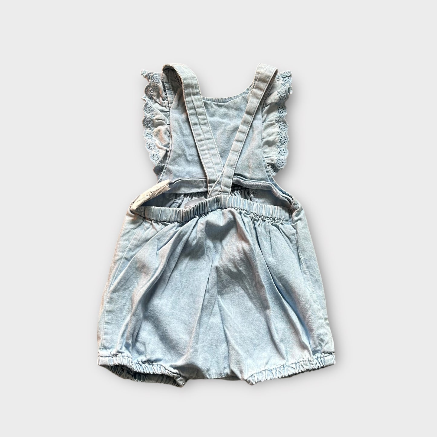 6-9 Months Zara Blue Denim look Embroidered Floral Romper