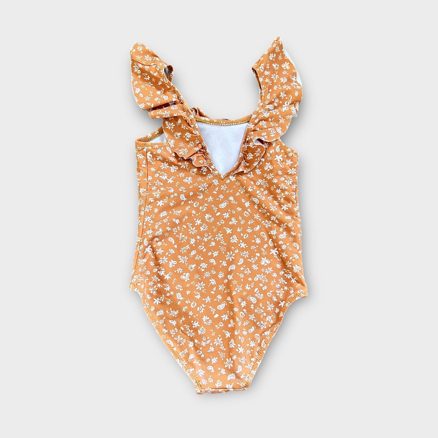 3-4 Years Zara Mustard Yellow and White Floral Swimsuit Costume