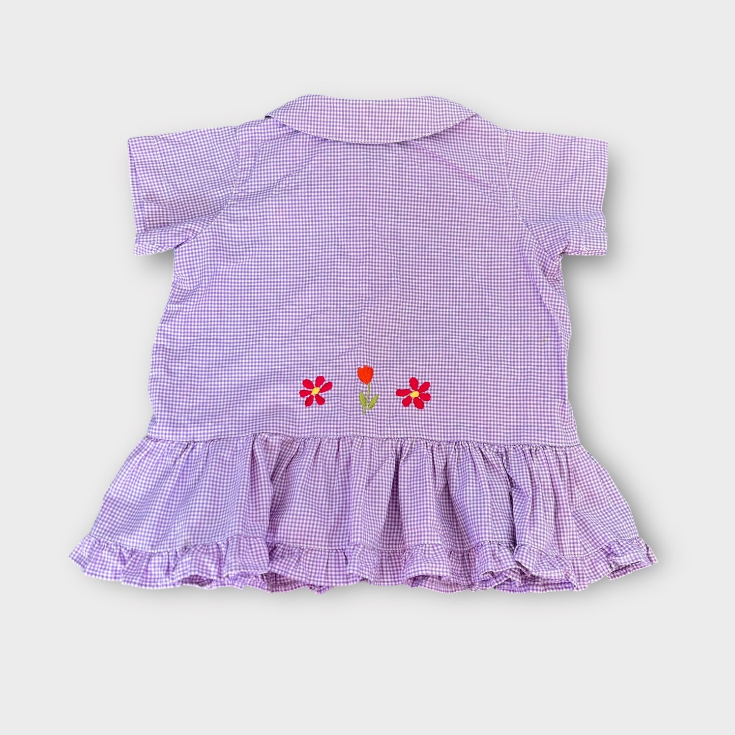 12-18 Months Vintage Next Lilac Gingham Floral Shirt Dress