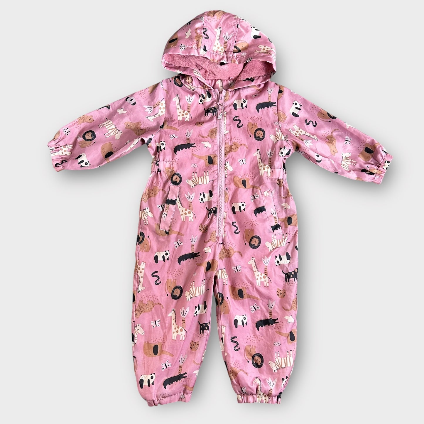 12-18 Months Nutmeg Pink Animal Fleece Lined Puddle Suit