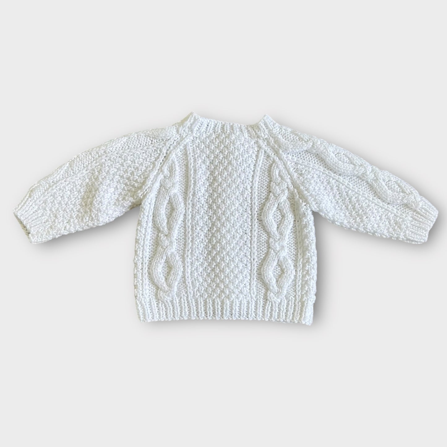 0-6 Months Hand Knitted White Knit Cardigan