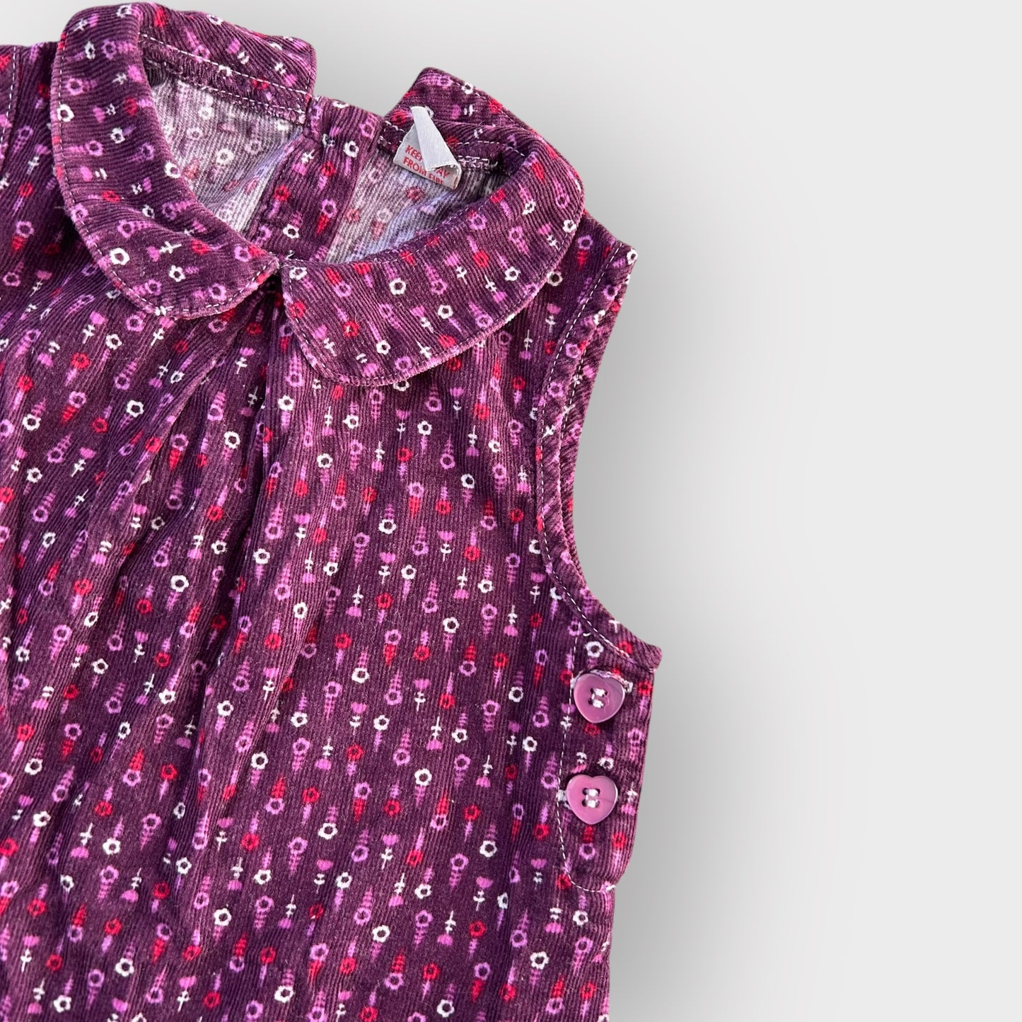 9-12 Months vintage TU purple and pink retro floral pinafore Dress
