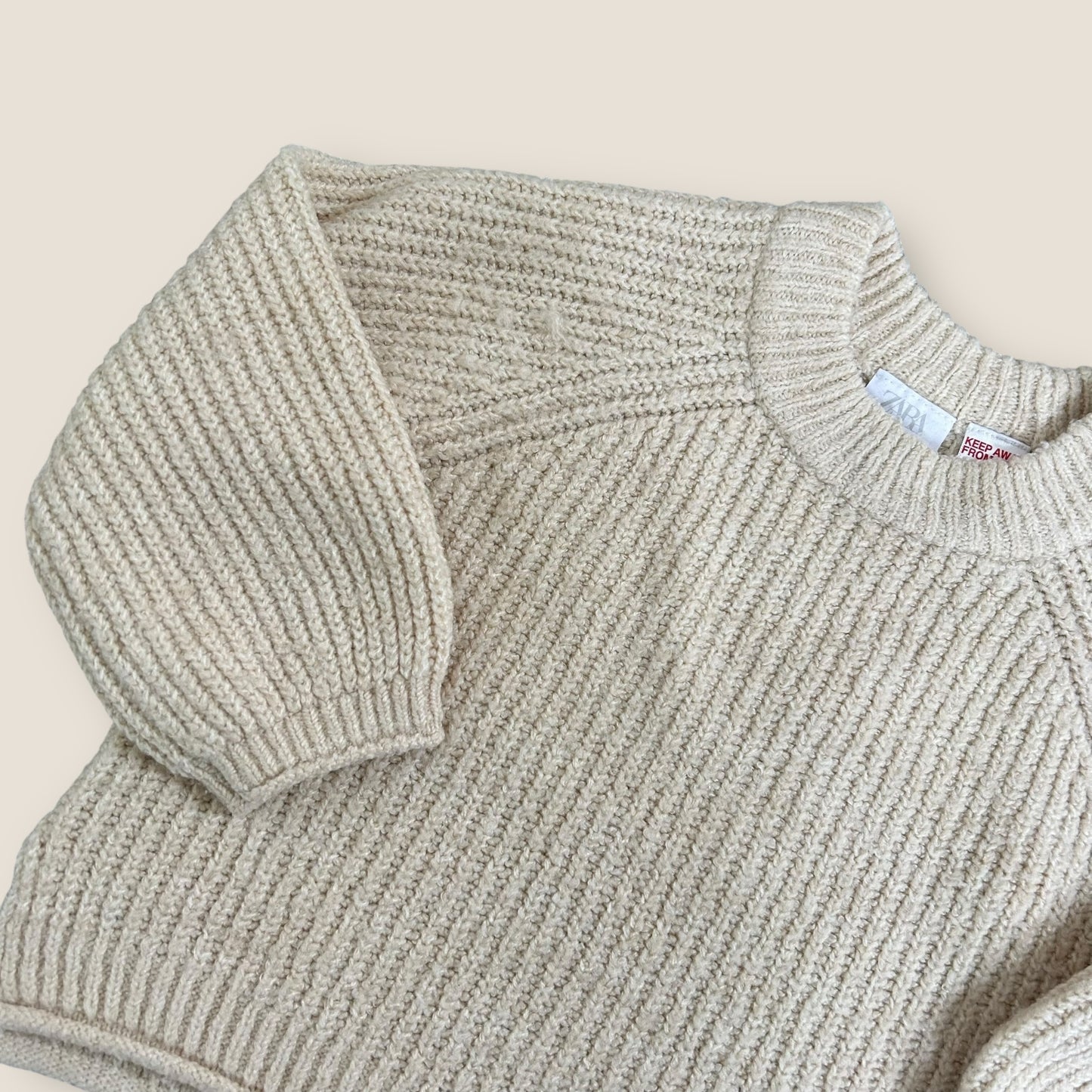 9-12 Months Zara Cream Chunky Rib Knitted Jumper