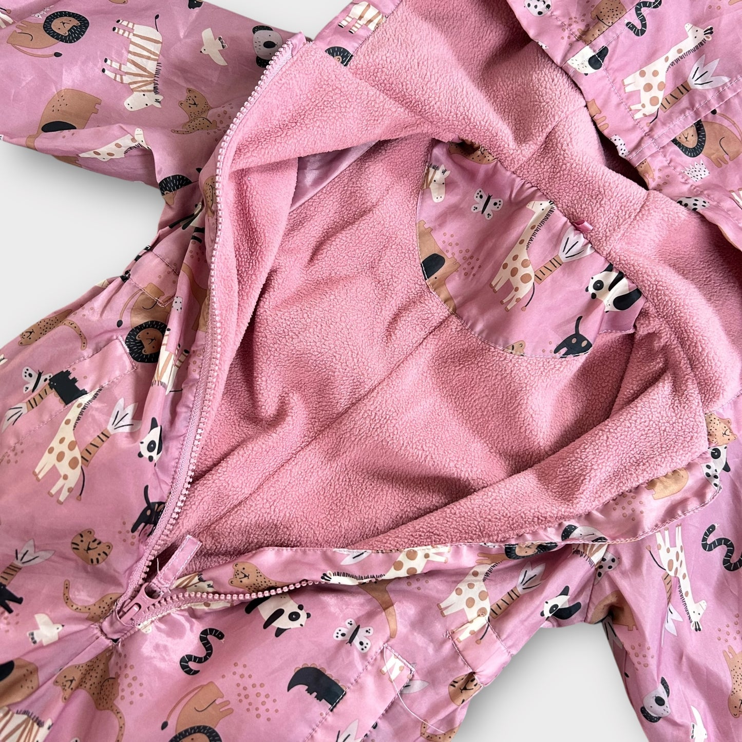 12-18 Months Nutmeg Pink Animal Fleece Lined Puddle Suit