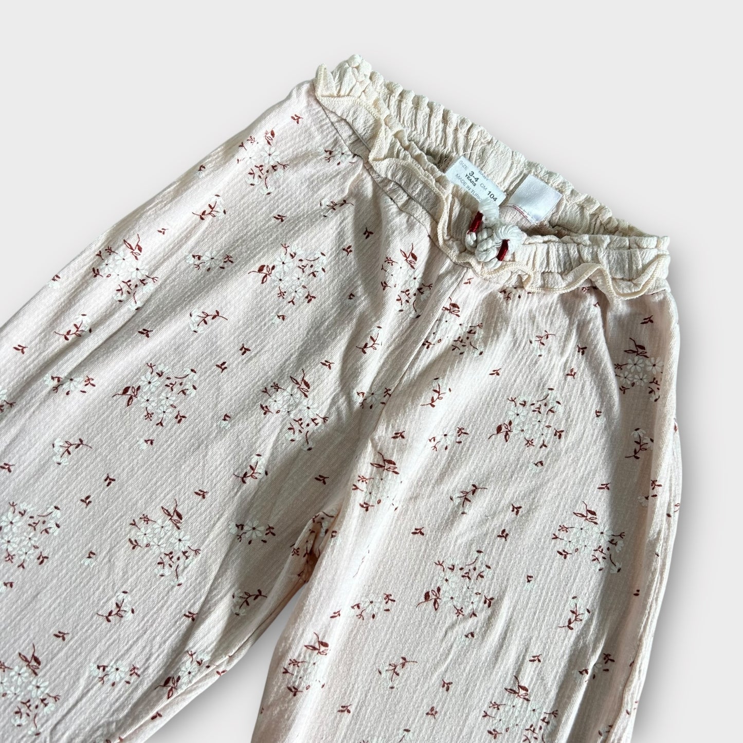 3-4 Years Zara Pink Ditsy Cropped Floral Wide Trousers