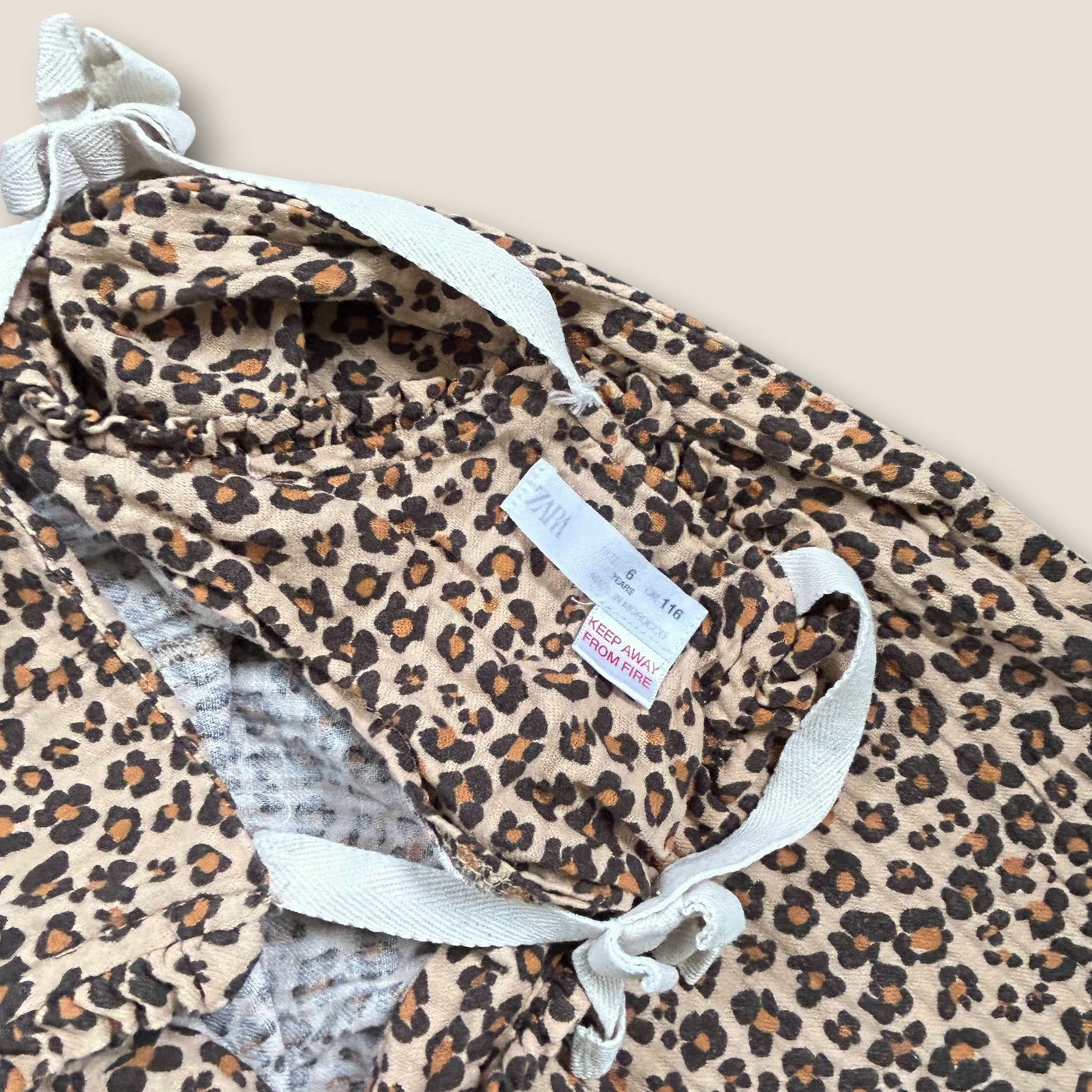 5-6 Years Zara Leopard Print Muslin Cotton Dungarees Jumpsuit
