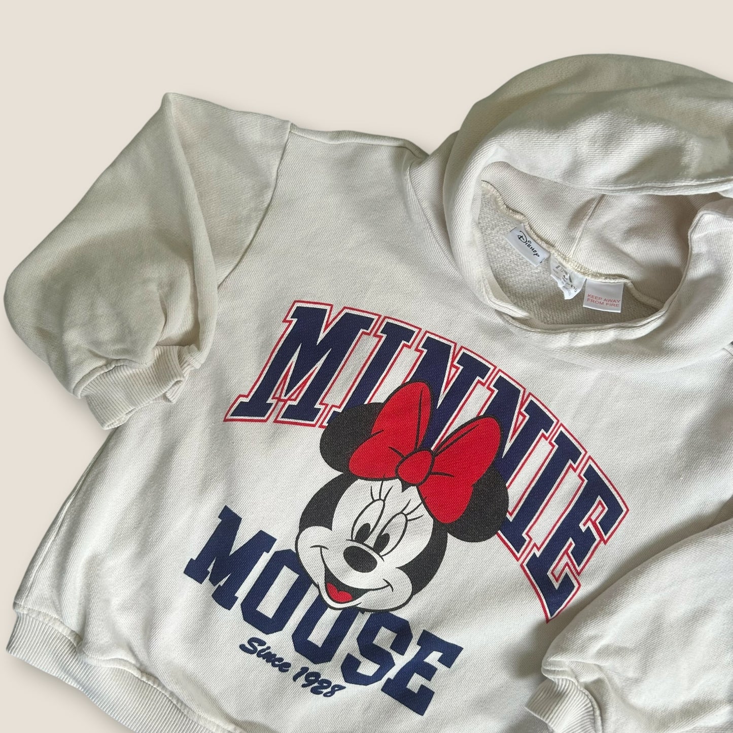 4-5 Years Zara Cream Disney Minnie Mouse Hoodie Sweatshirt