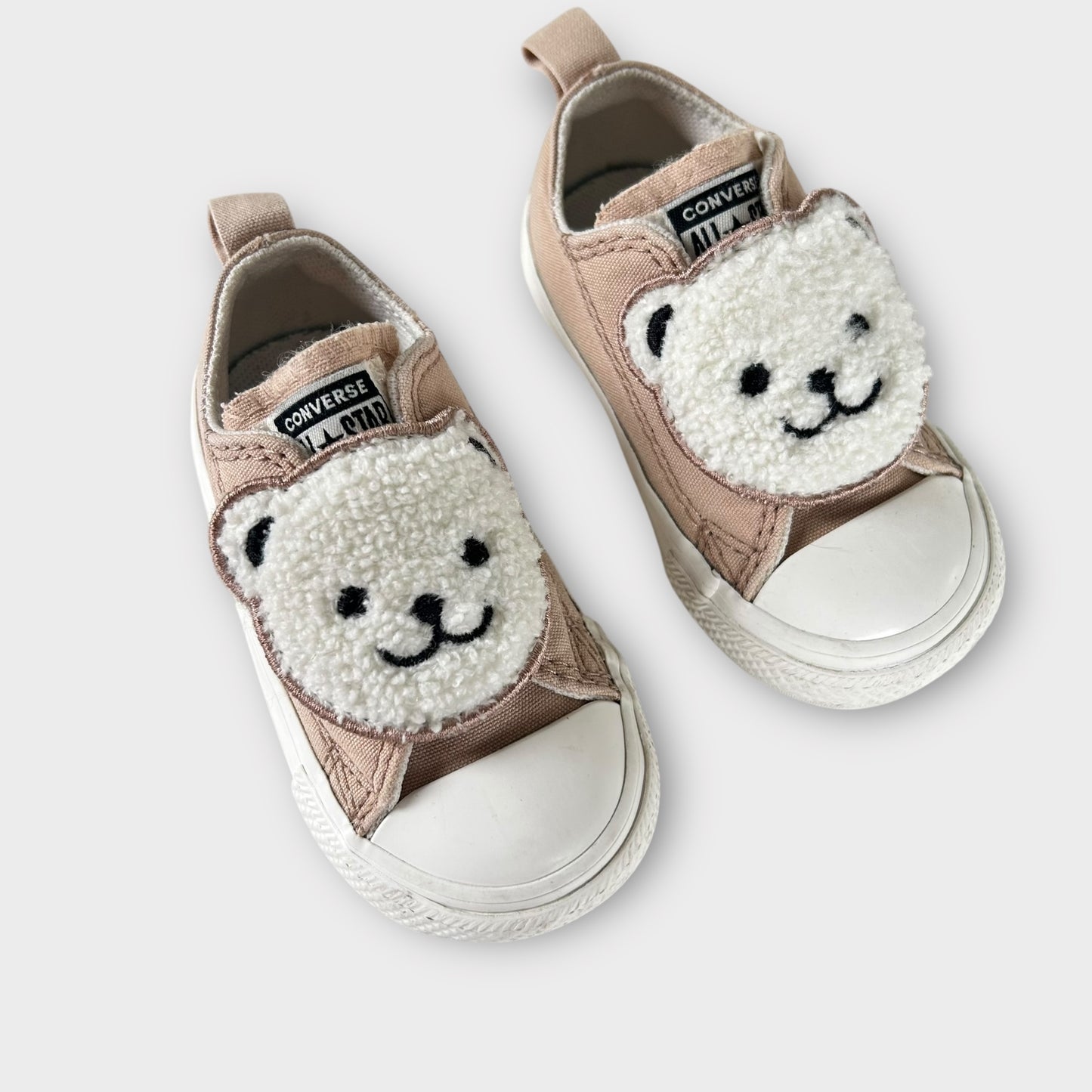 UK Infant Size 4 Unisex Converse Velcro Beige Teddybears