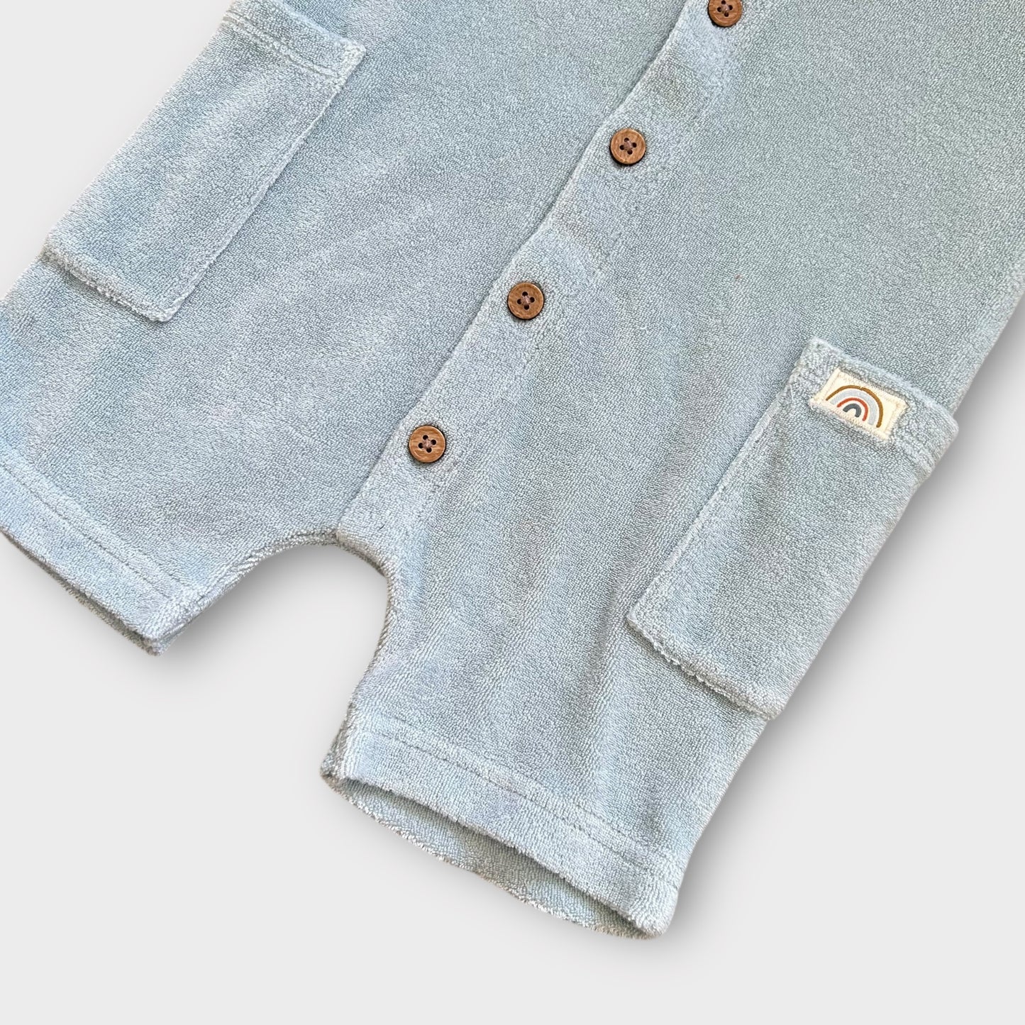 6-9 Months Nutmeg Baby Boy Blue Terry Towelling Romper and Hat Set
