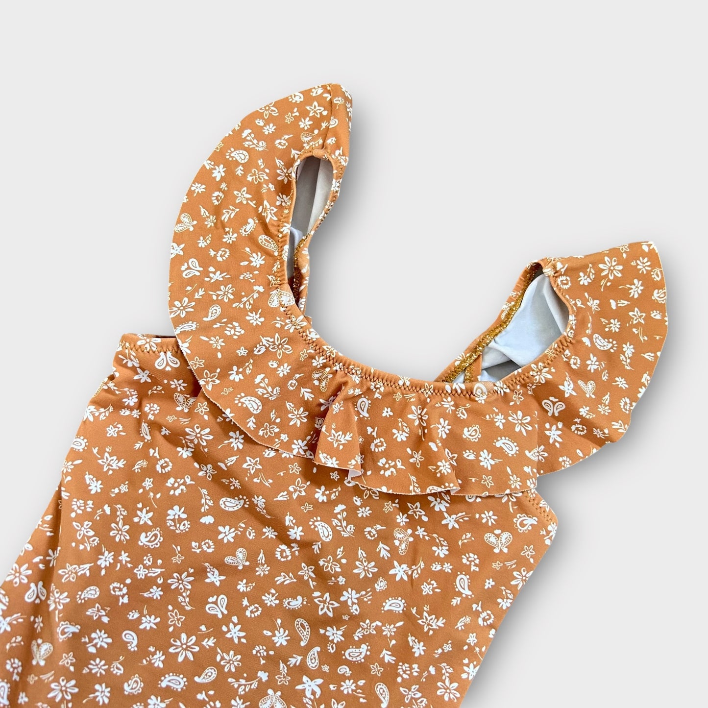 3-4 Years Zara Mustard Yellow and White Floral Swimsuit Costume