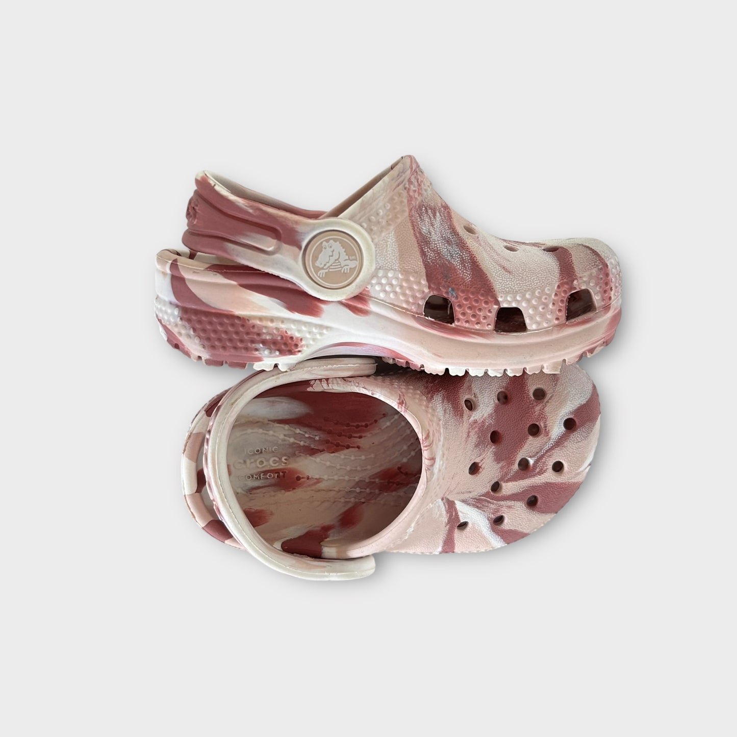 UK Infant Size 5 Pink Marbled Crocs Clog Sandals