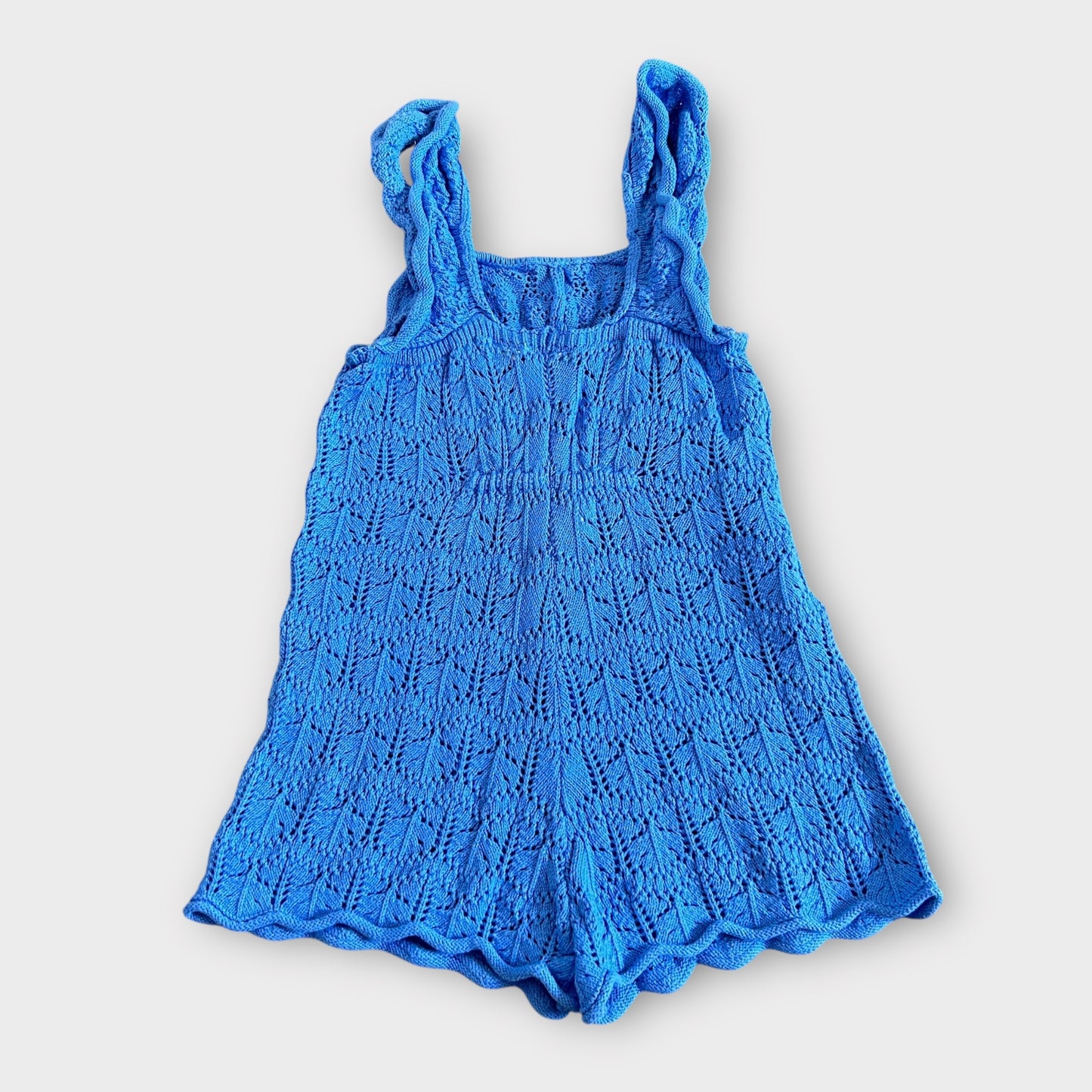 3-4 Years Zara Bright Blue Crochet Knitted Summer Playsuit