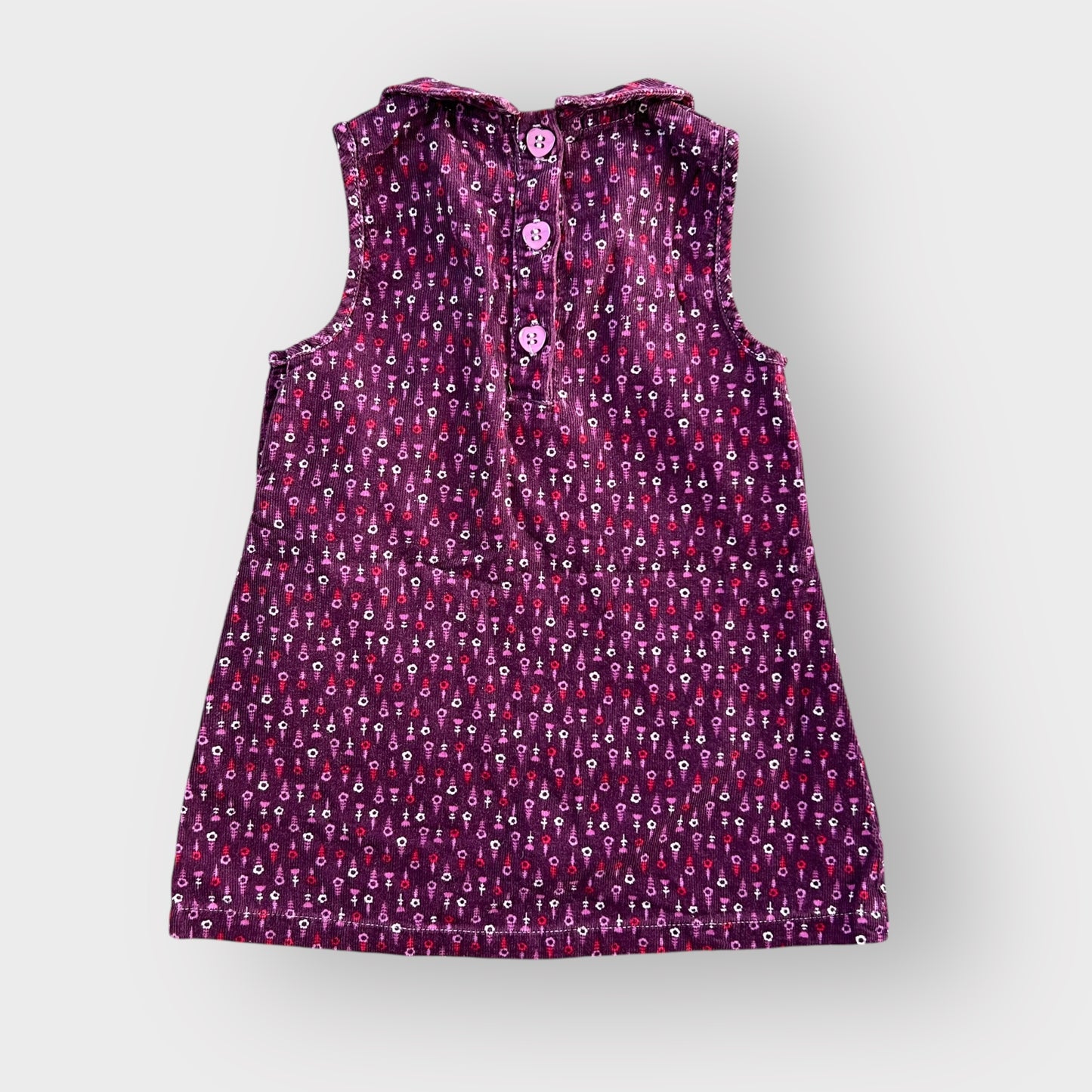 9-12 Months vintage TU purple and pink retro floral pinafore Dress