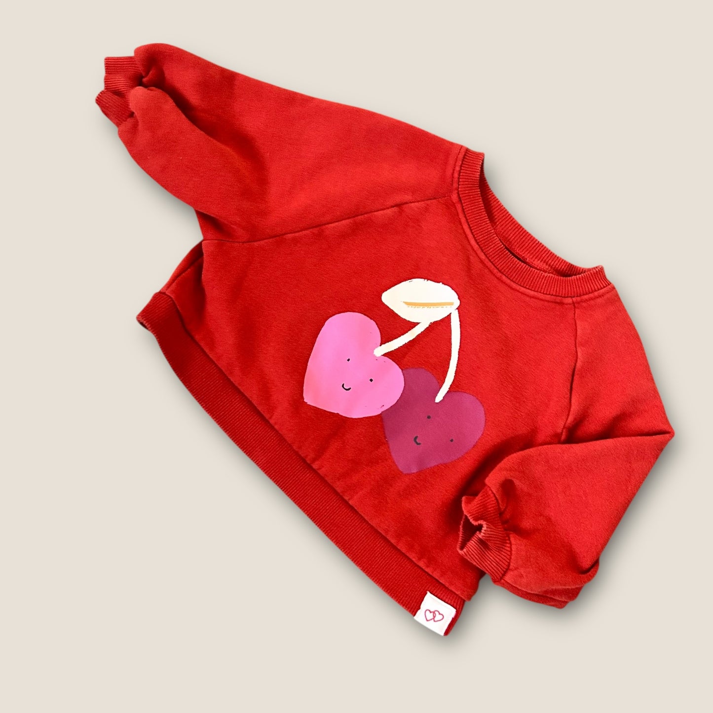 12-18 Months Next Red Heart Cherry Graphic Sweatshirt and Wide Leg Trousers Outfit Set