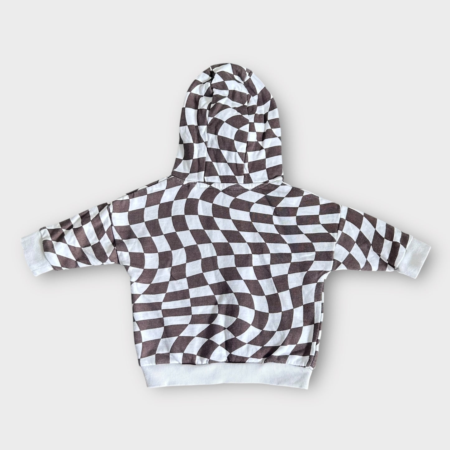 6-9 Months Next Brown Checkerboard Print Hoodie Sweatshirt