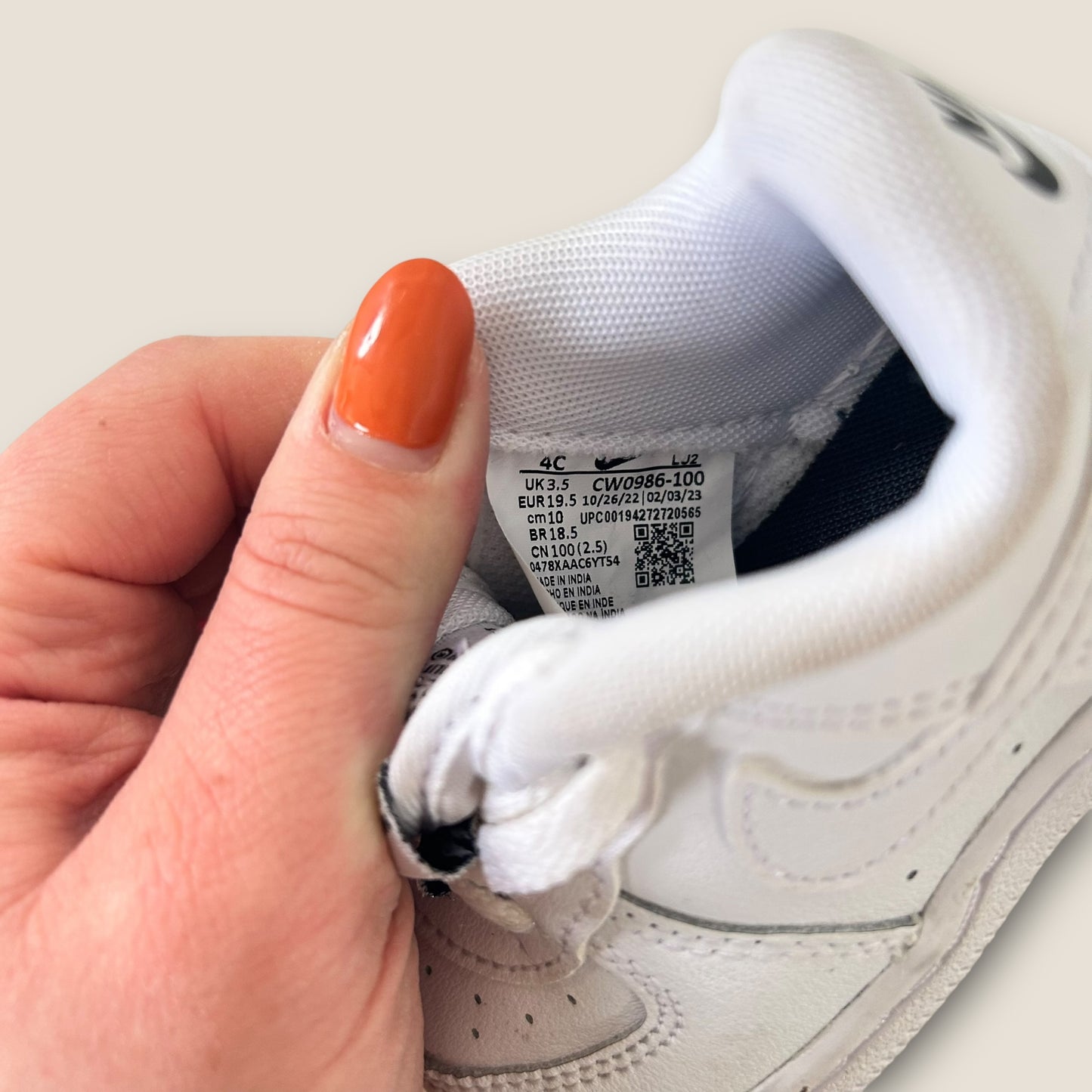 UK Infant Size 3.5 Nike Air Force White and Black Chunky Trainers