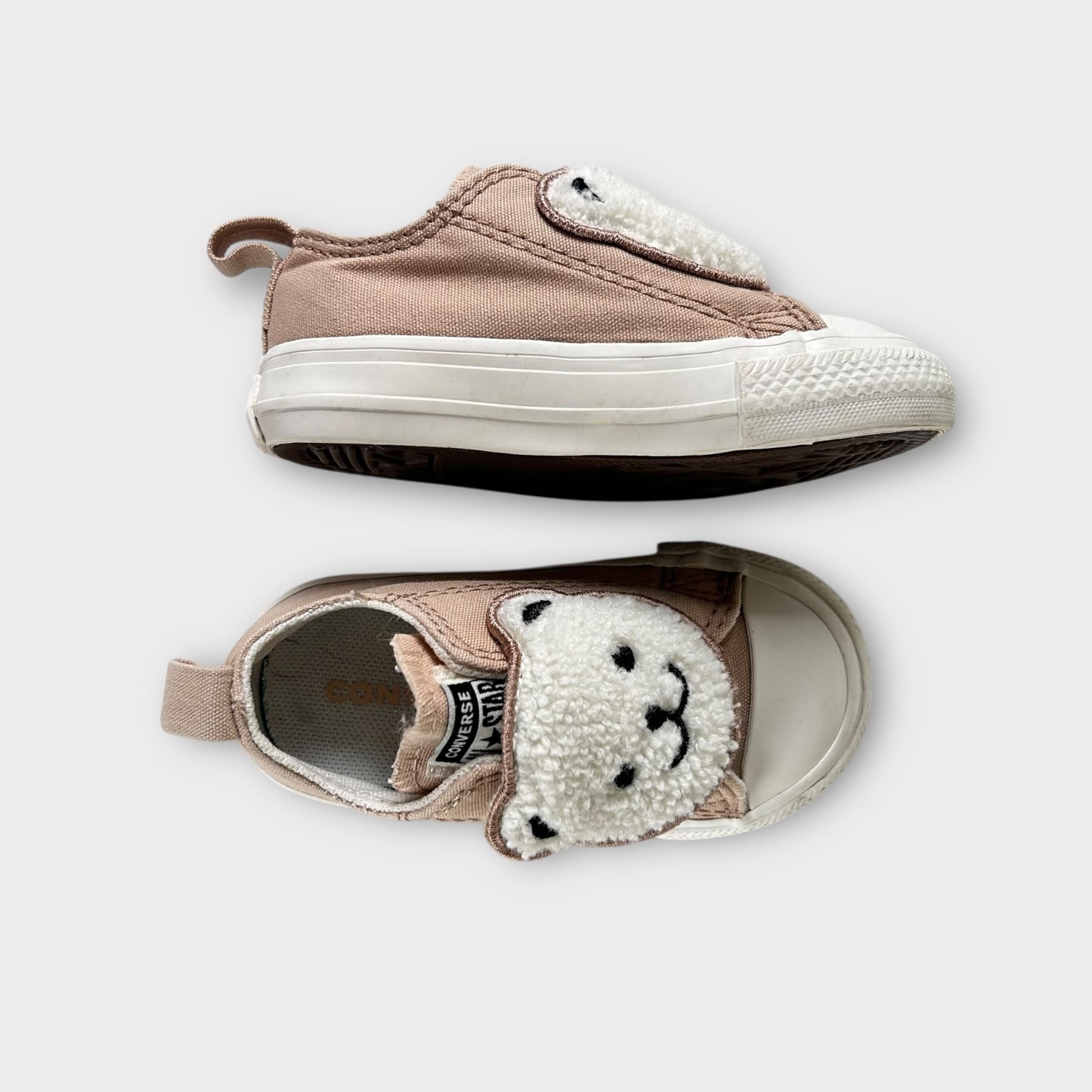 UK Infant Size 4 Unisex Converse Velcro Beige Teddybears