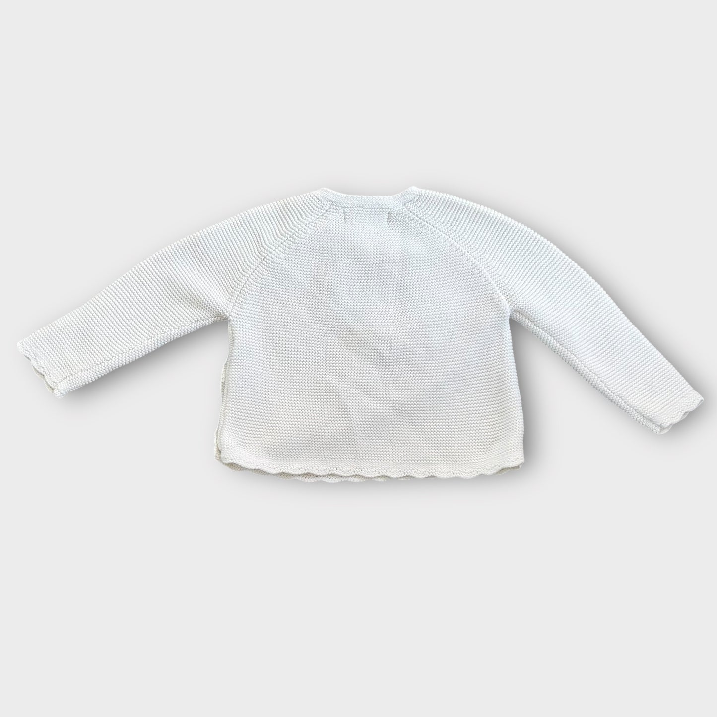 6-9 Months Zara White Knitted Kimono Wrap Around Jumper