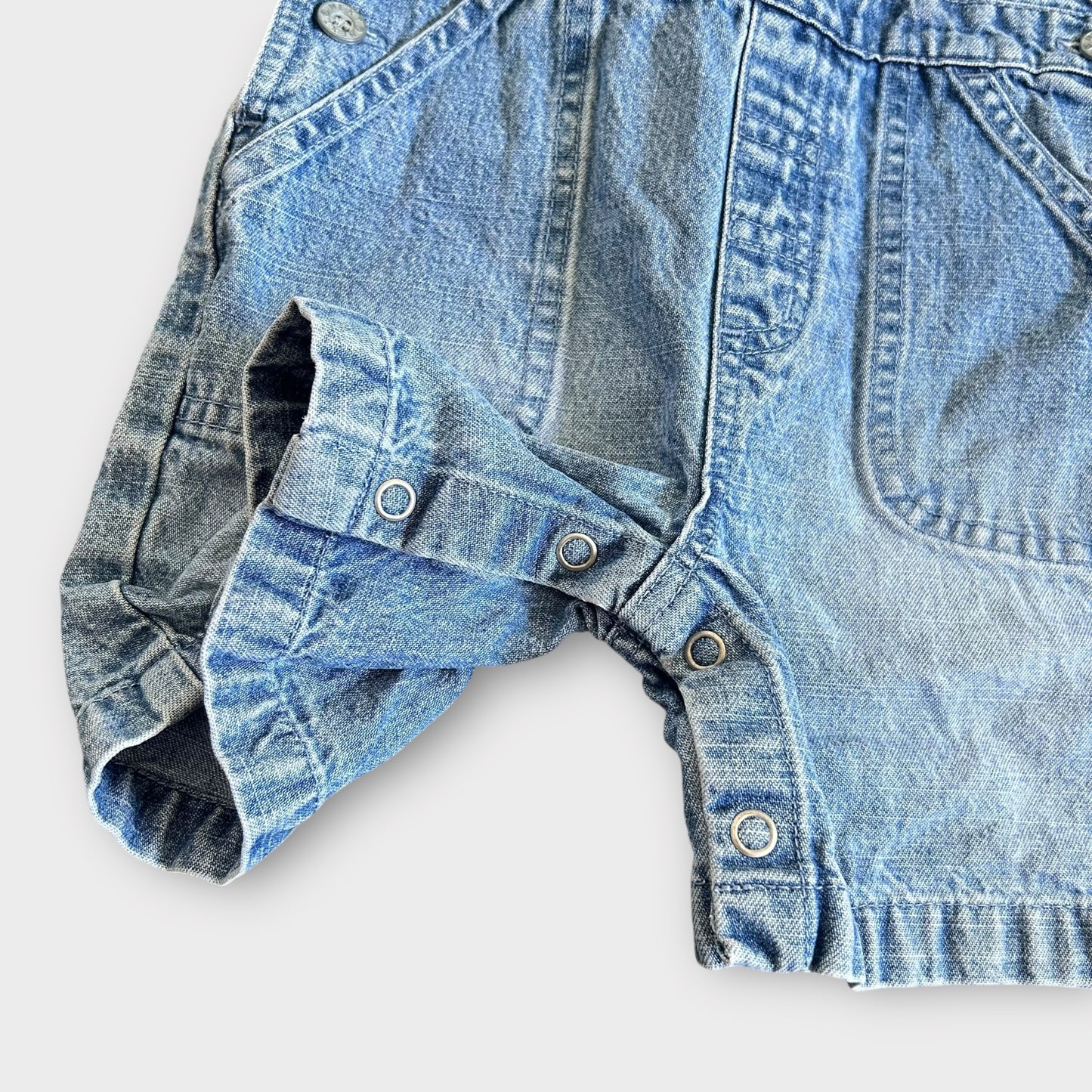 9-12 Months Next Vintage Blue Denim Dungarees Shortalls Romper
