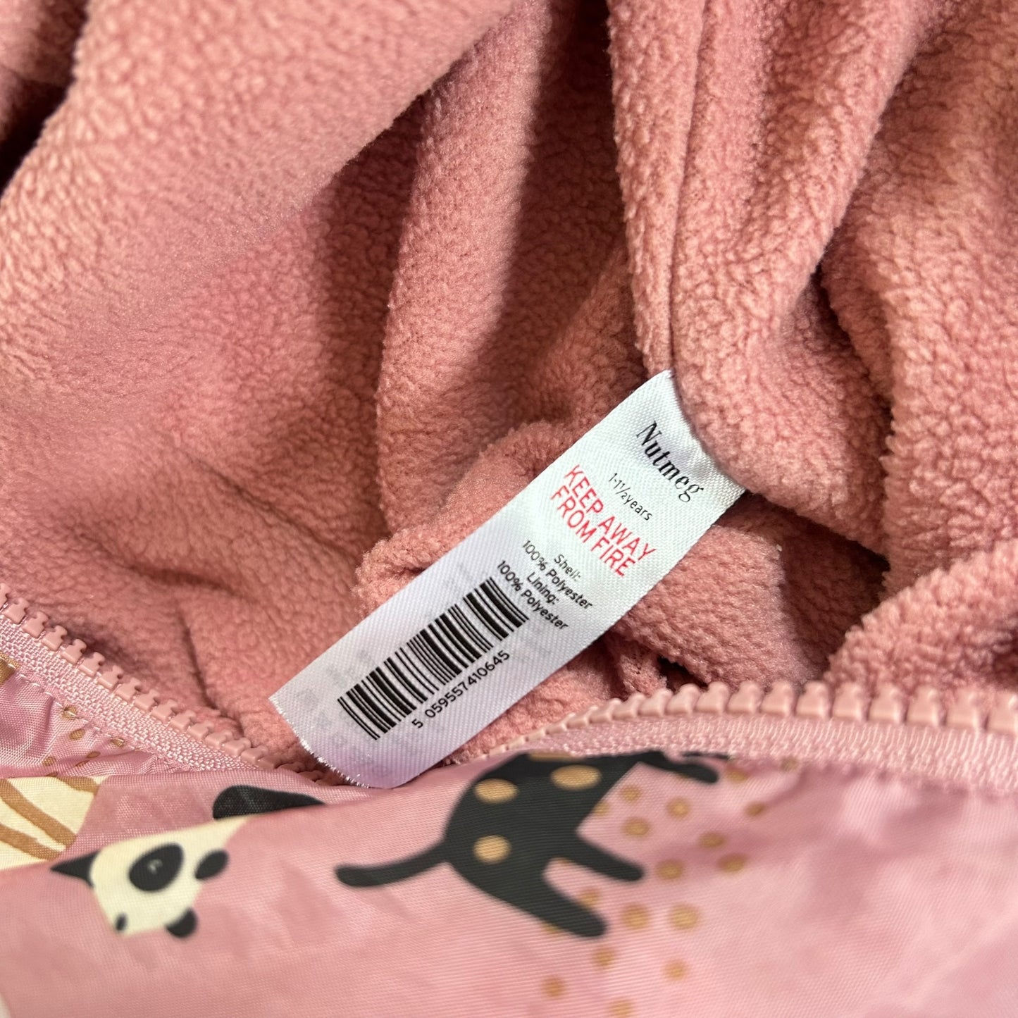 12-18 Months Nutmeg Pink Animal Fleece Lined Puddle Suit