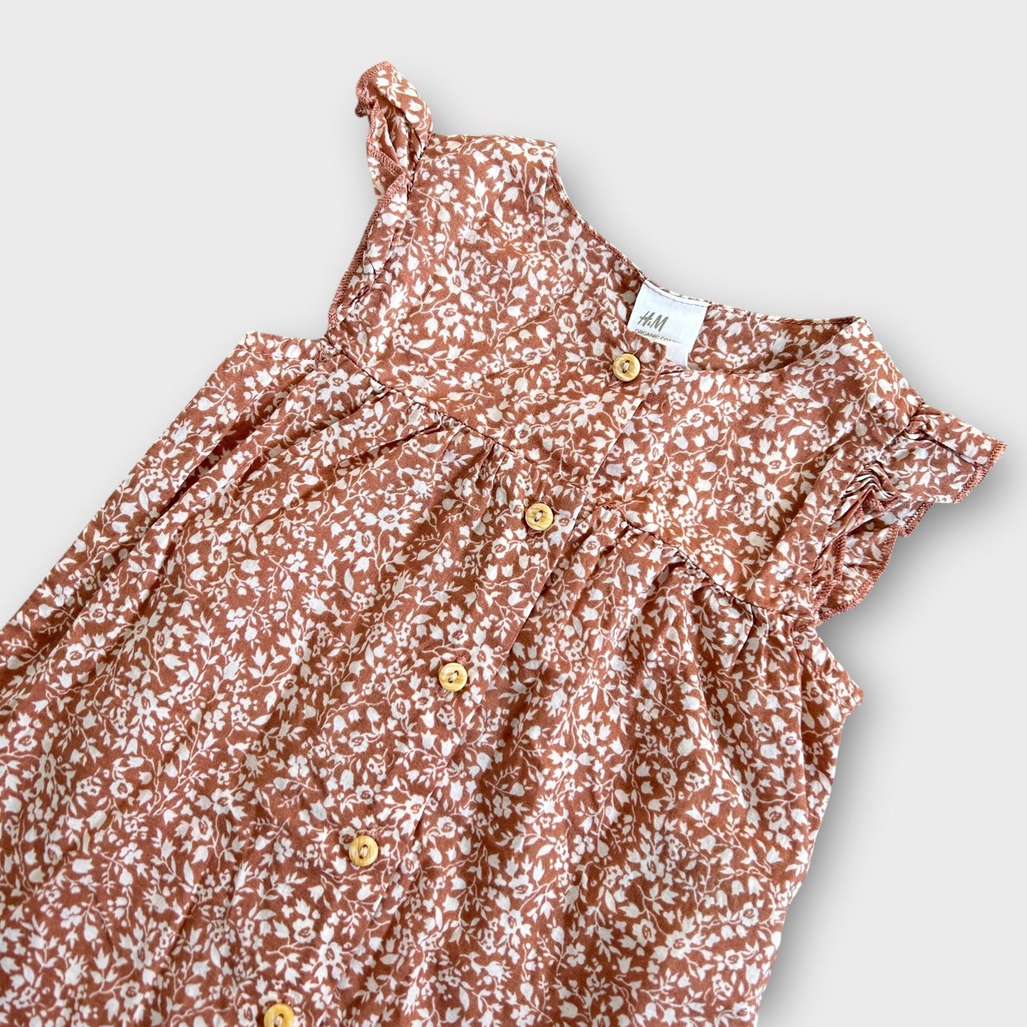 6-9 Months H&M Brown Floral Summer Romper Suit