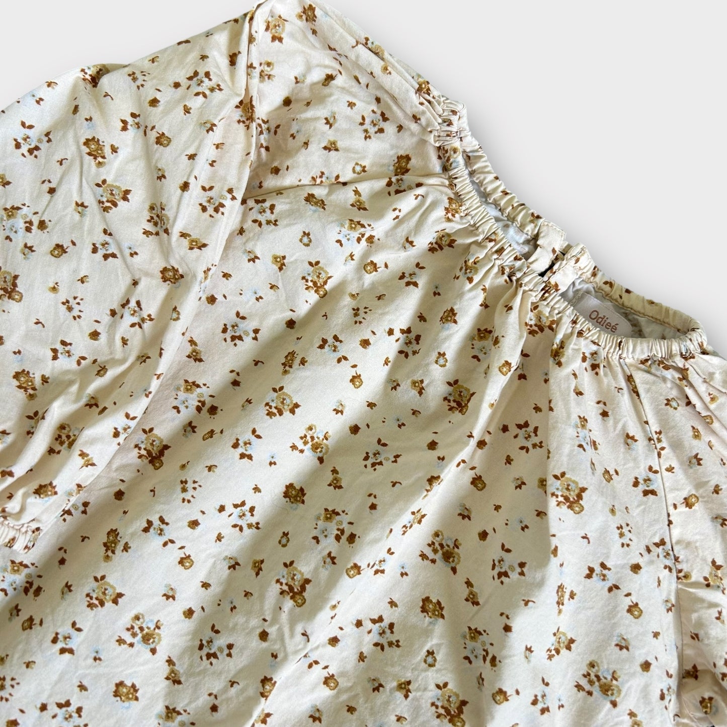 2-3 Years Odiee Cream and Brown Ditsy Floral Dress