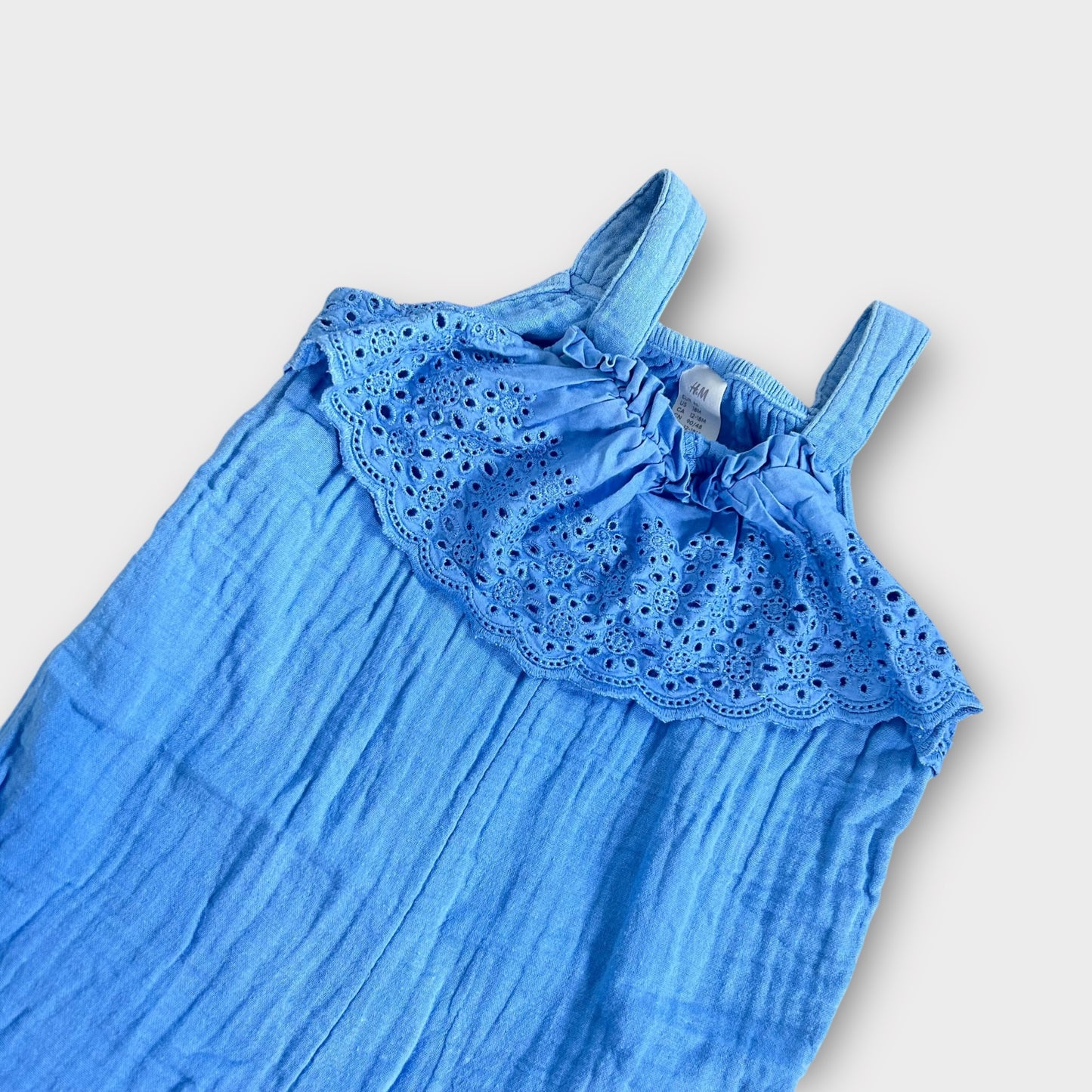 12-18 Months H&M Blue Muslin Cotton Summer Playsuit Romper