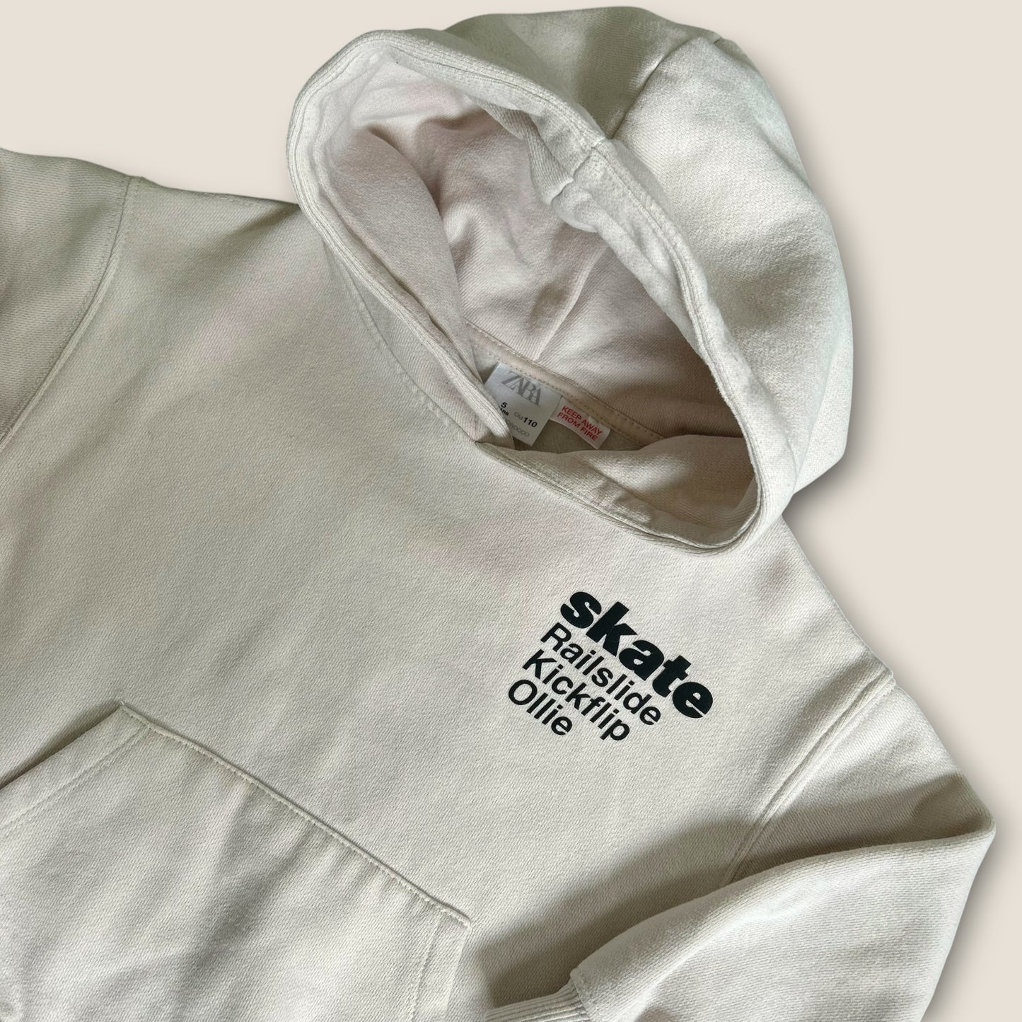 4-5 Years Zara Cream Skate Graphic Sweatshirt Hoodie