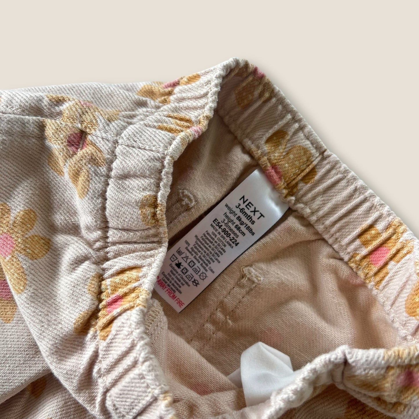 3-6 Months Next Yellow Beige Floral Wide Jeans