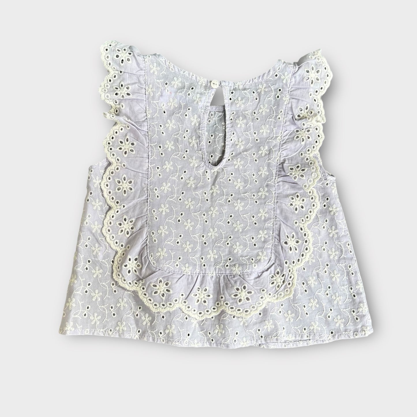 5-6 Years Zara Lilac and White Broderie Summer Vest Top Blouse