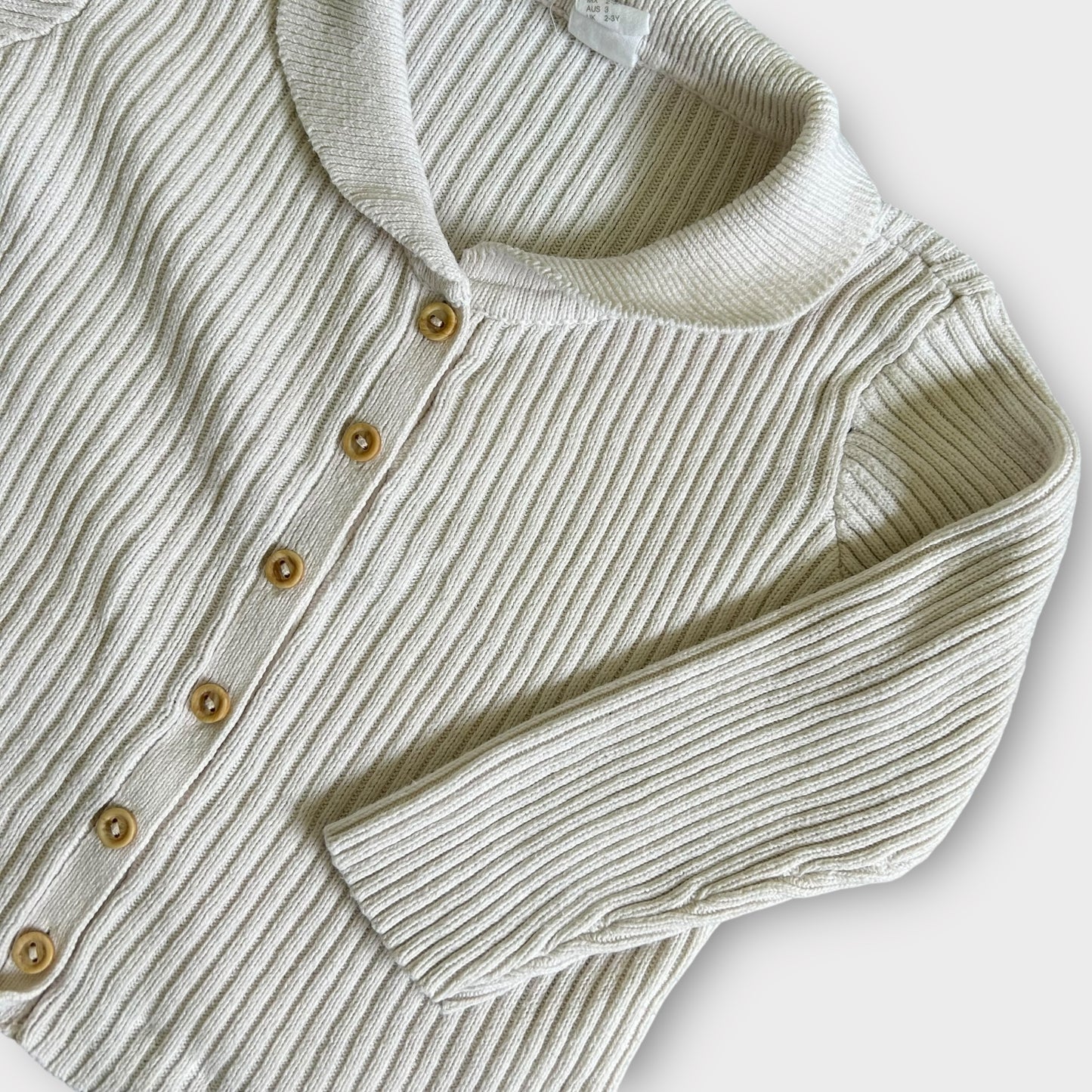 2-3 Years H&M Cream Ribbed Knitted Cardigan