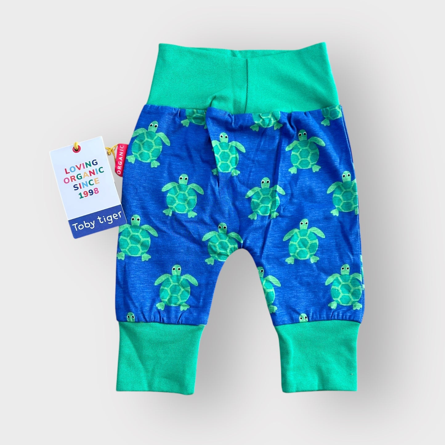0-3 Months toby tiger Green and Blue Turtle Print Leggings Trousers New