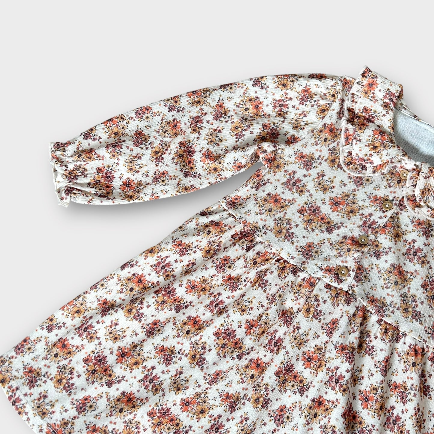 3-4 Years Matalan Orange Floral Dress With Collar