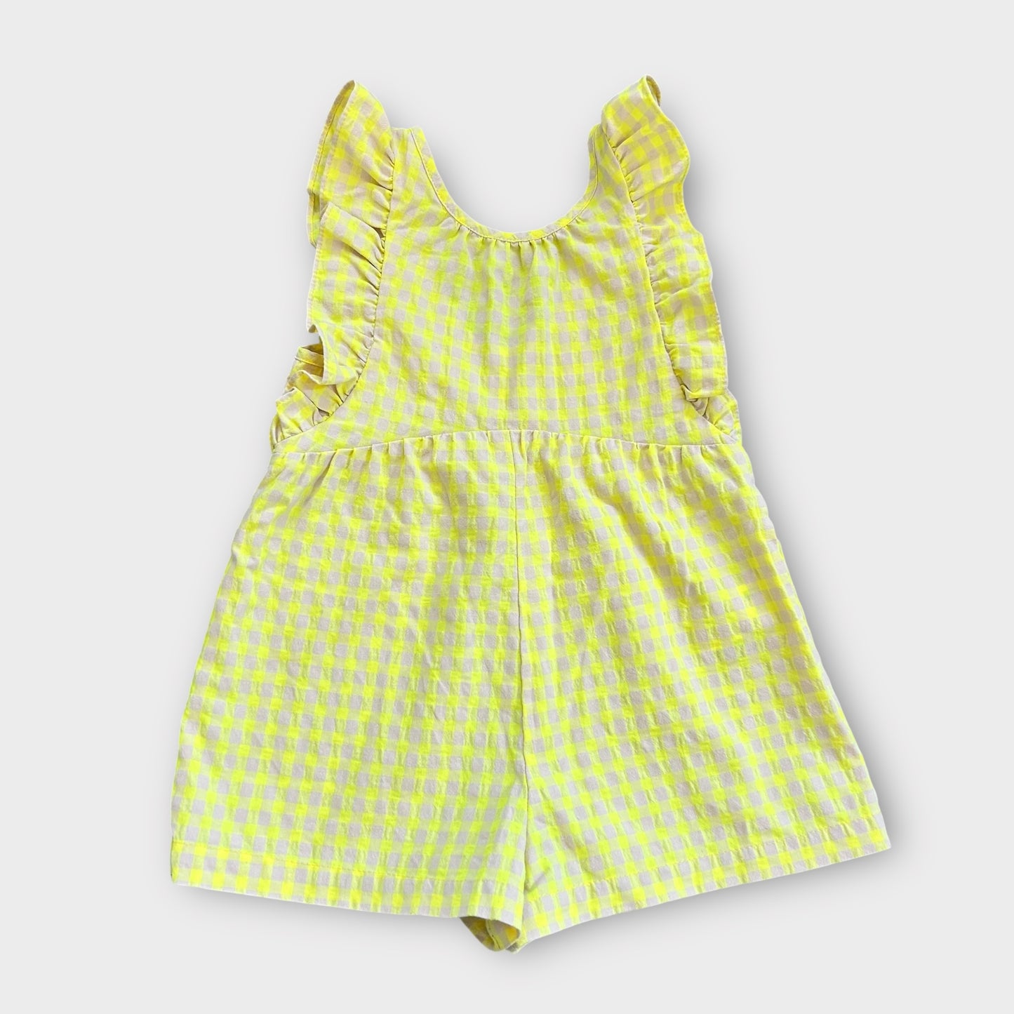 2-3 Years Zara Bright Yellow and Beige Gingham Summer Playsuit Romper