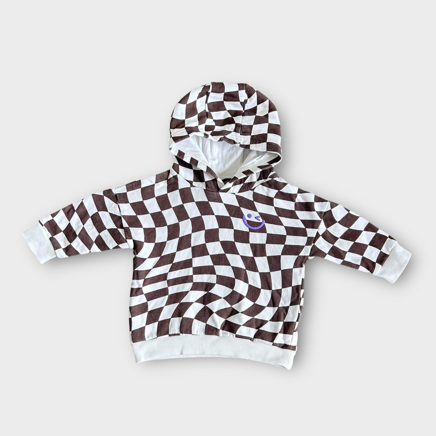9-12 Months Next Brown Checkerboard Print Hoodie Sweatshirt