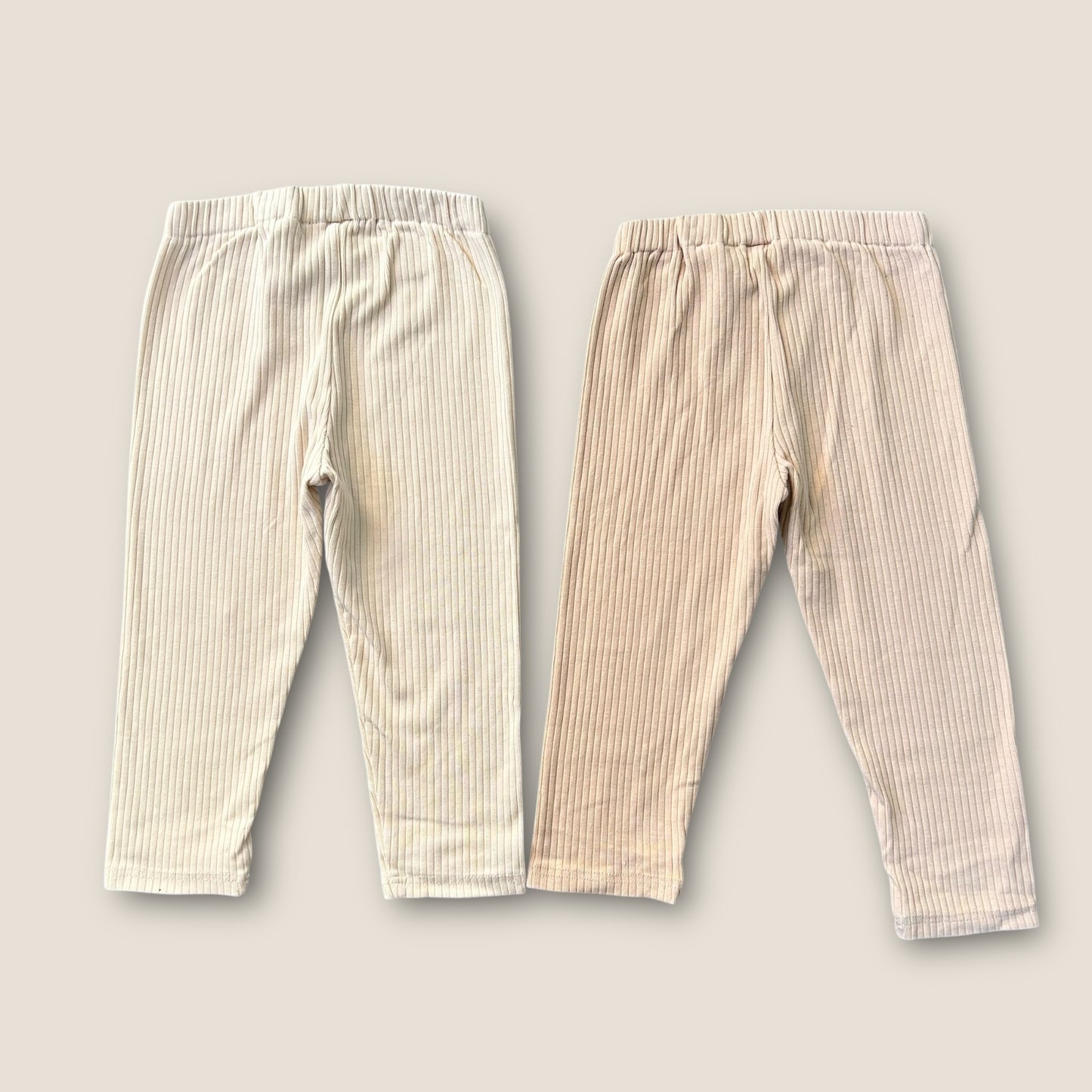 18-24 Months H&M Ribbed Plain Beige Cream Leggings Bundle X2 Pairs
