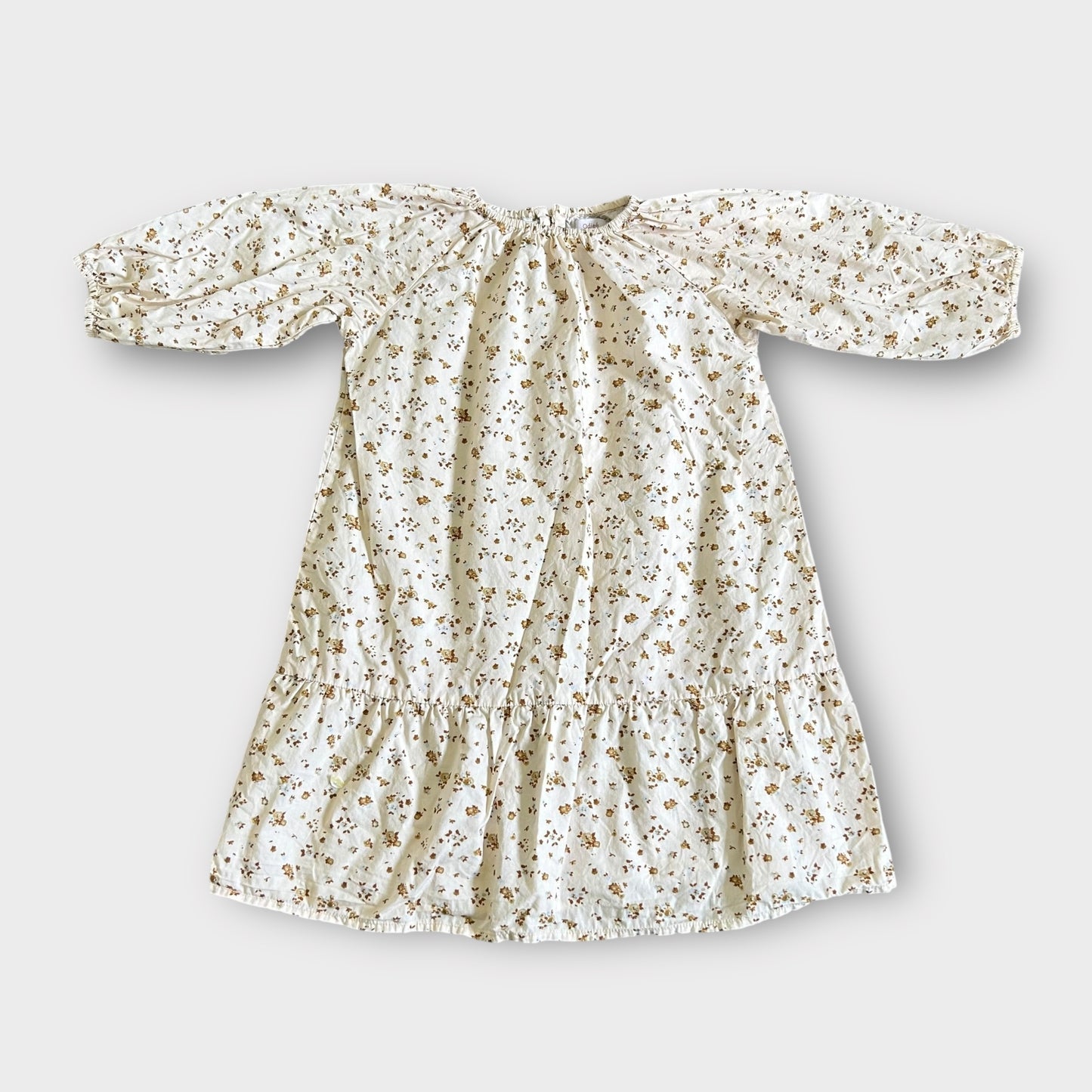 2-3 Years Odiee Cream and Brown Ditsy Floral Dress