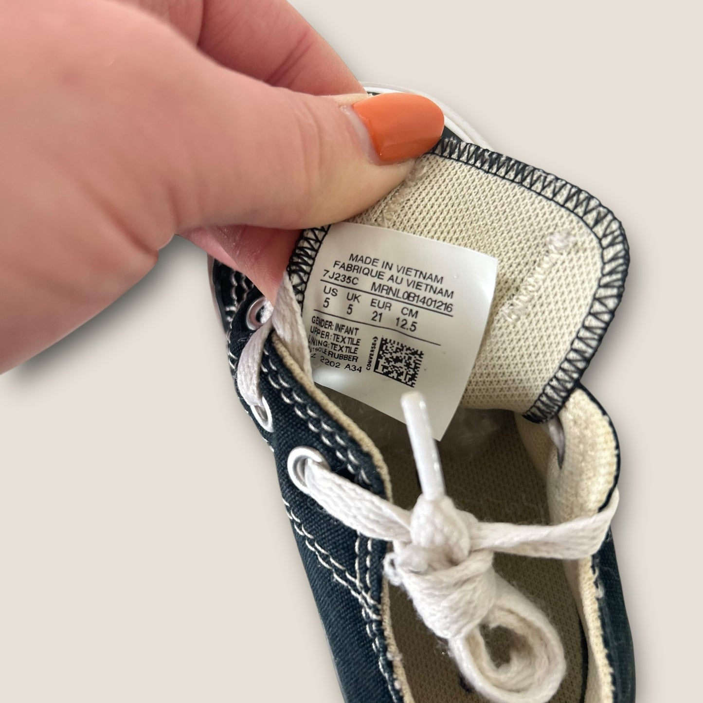 UK Infant Size 5 Black Low Converse Trainers