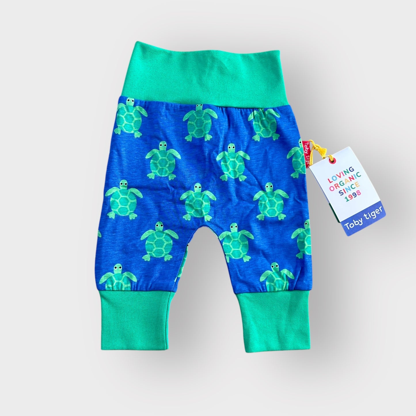0-3 Months toby tiger Green and Blue Turtle Print Leggings Trousers New