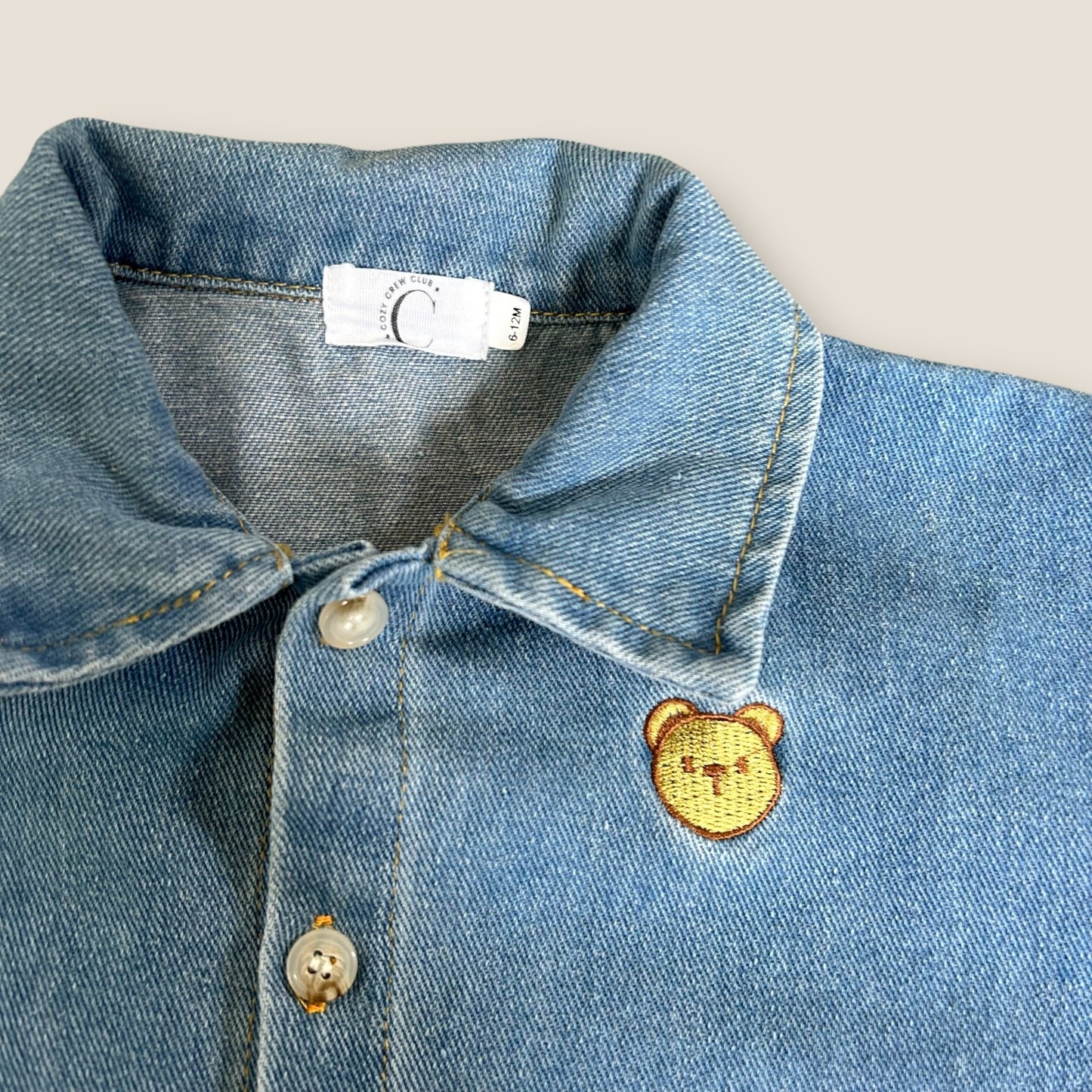 6-12 Months Cozy Crew Club Denim Romper Boiler Suit