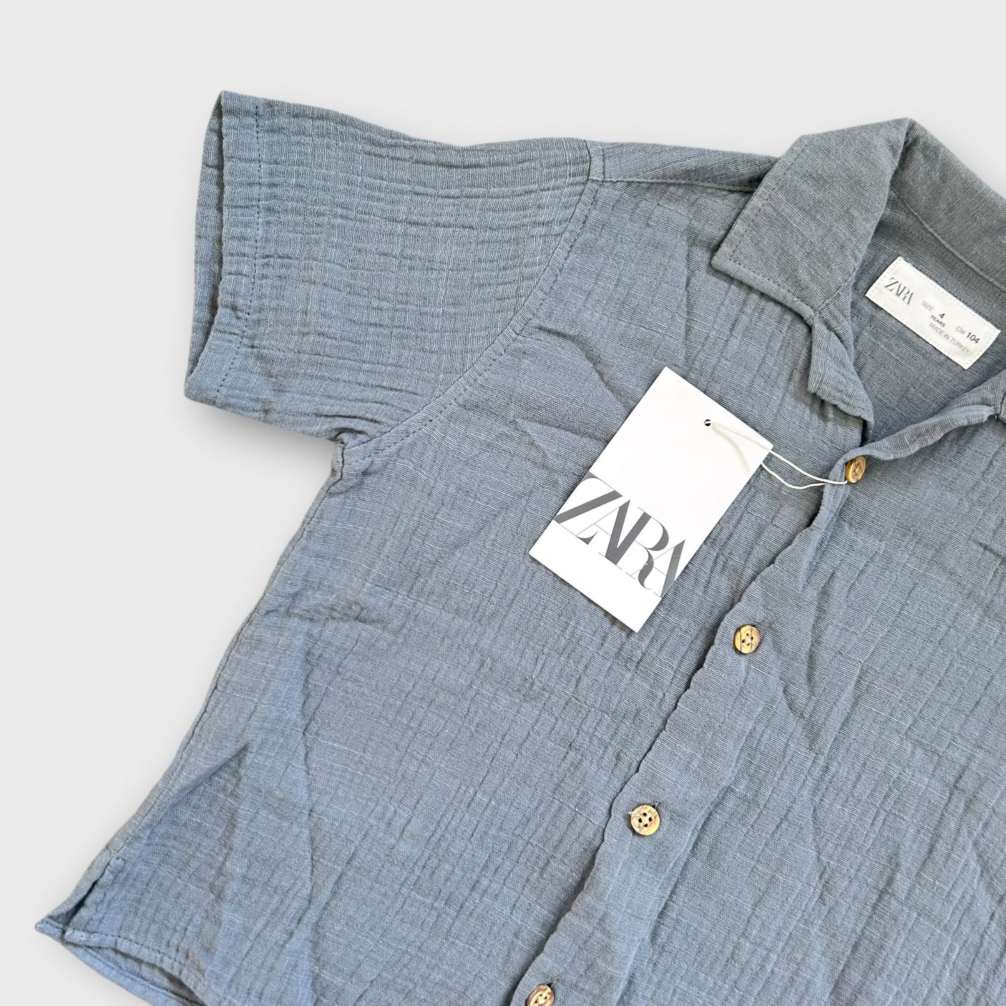 3-4 Years Zara Grey Linen Muslin Shirt New