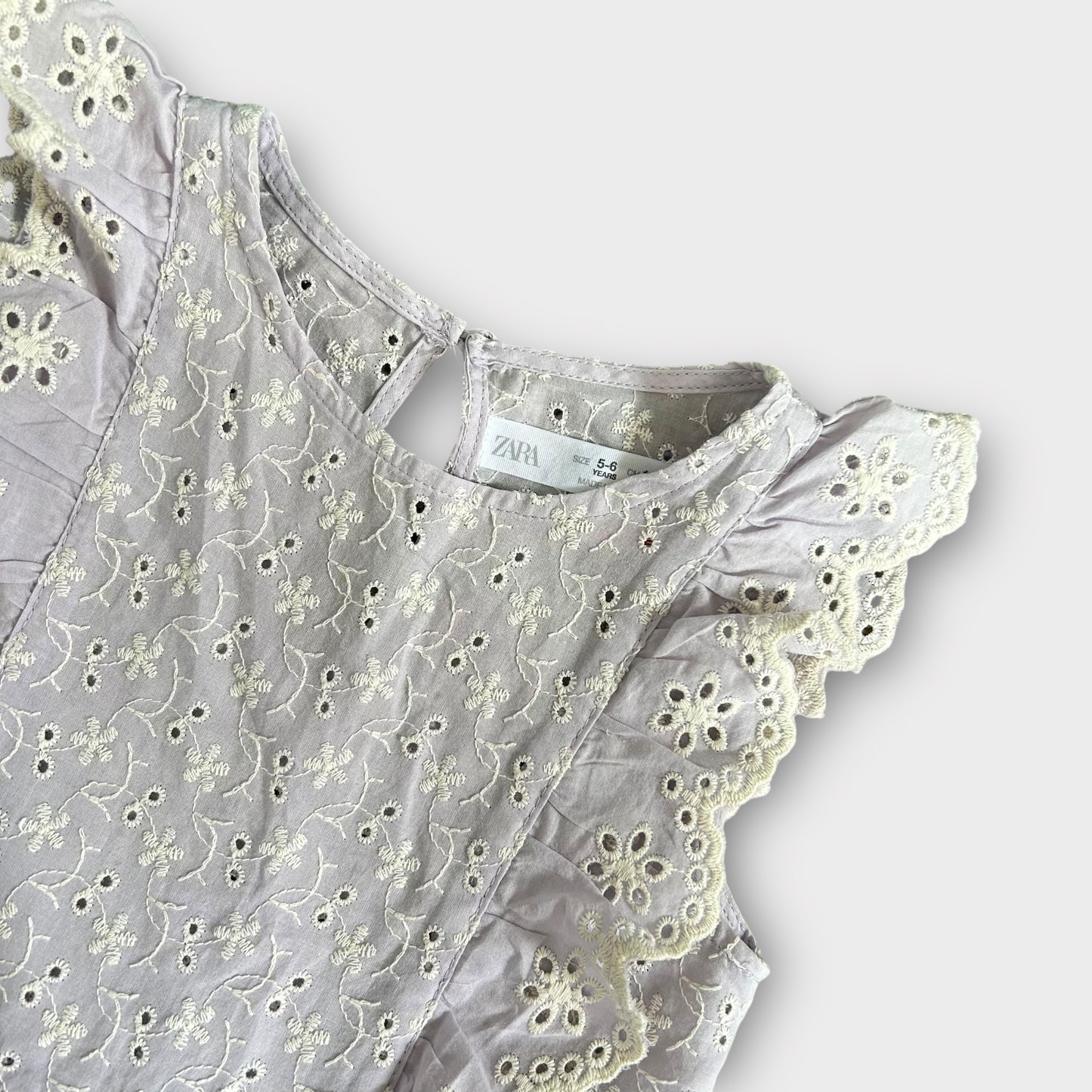 5-6 Years Zara Lilac and White Broderie Summer Vest Top Blouse
