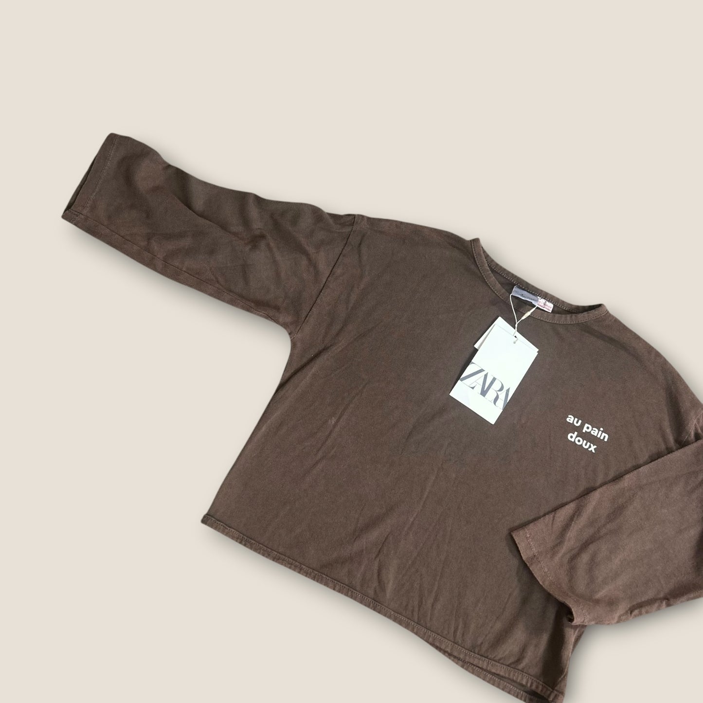 3-4 Years Zara Brown Long Sleeve Jersey Top New