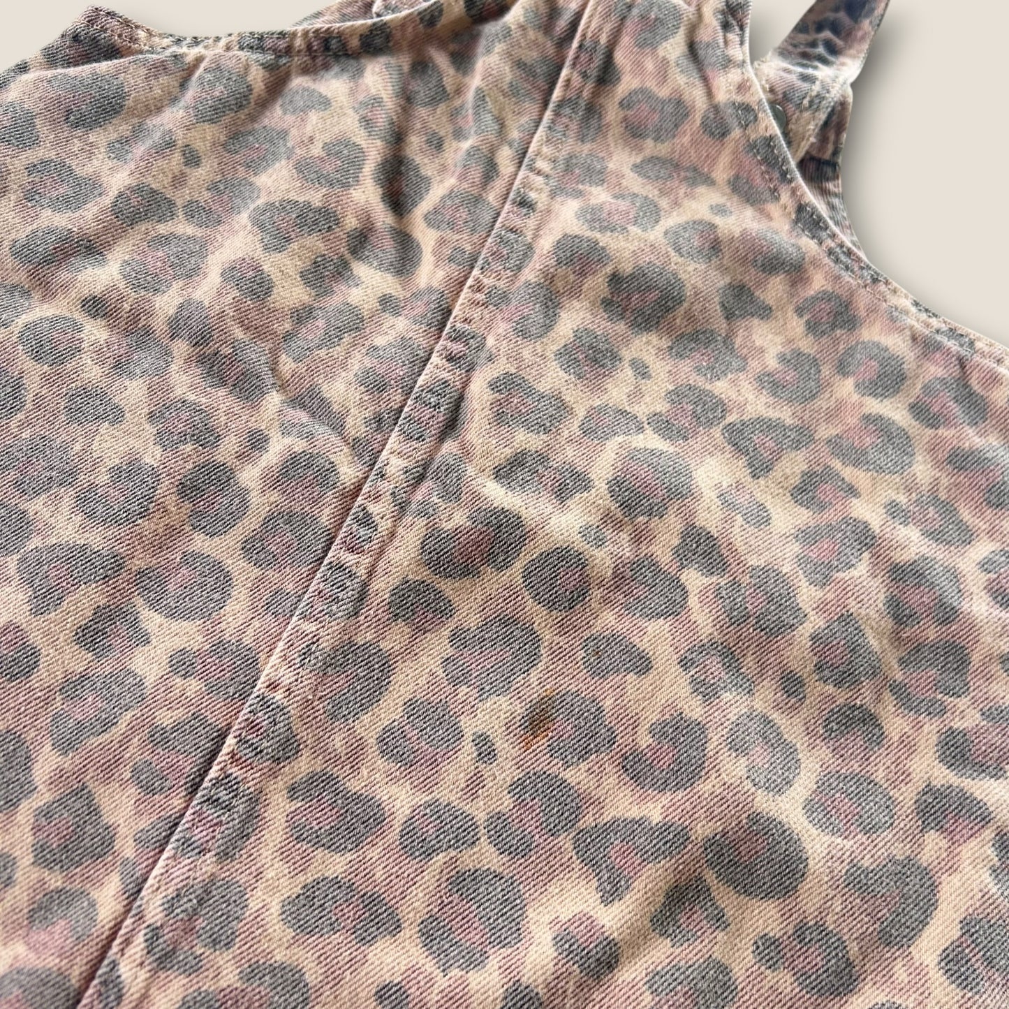12-18 Months H&M Brown Leopard Print Pinafore Denim Dress