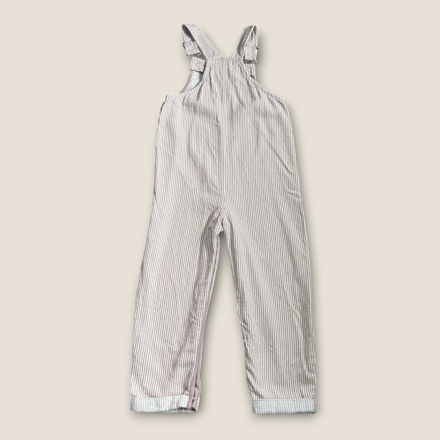 2-3 Years M&S Beige PinStripe Denim Dungarees