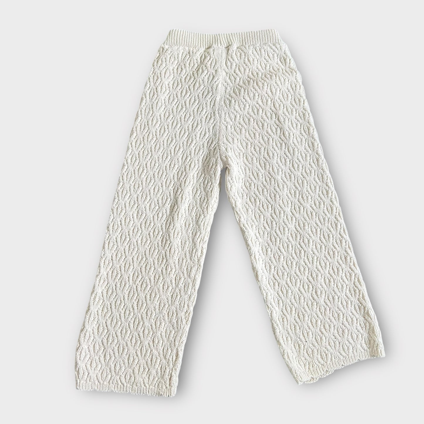 4-5 Years Zara Cream Knitted Crochet Wide Fit Trousers New